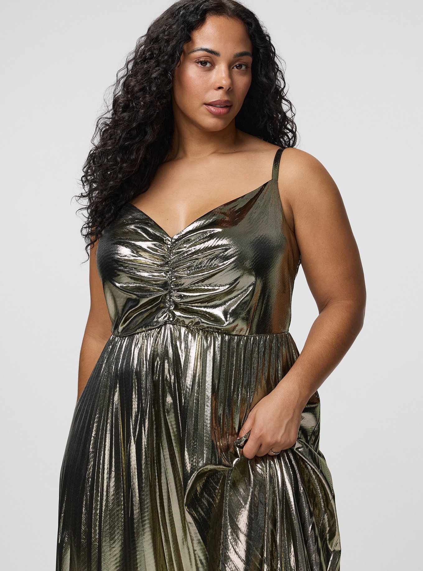 Studio Pleated Maxi Gown, GOLD, alternate