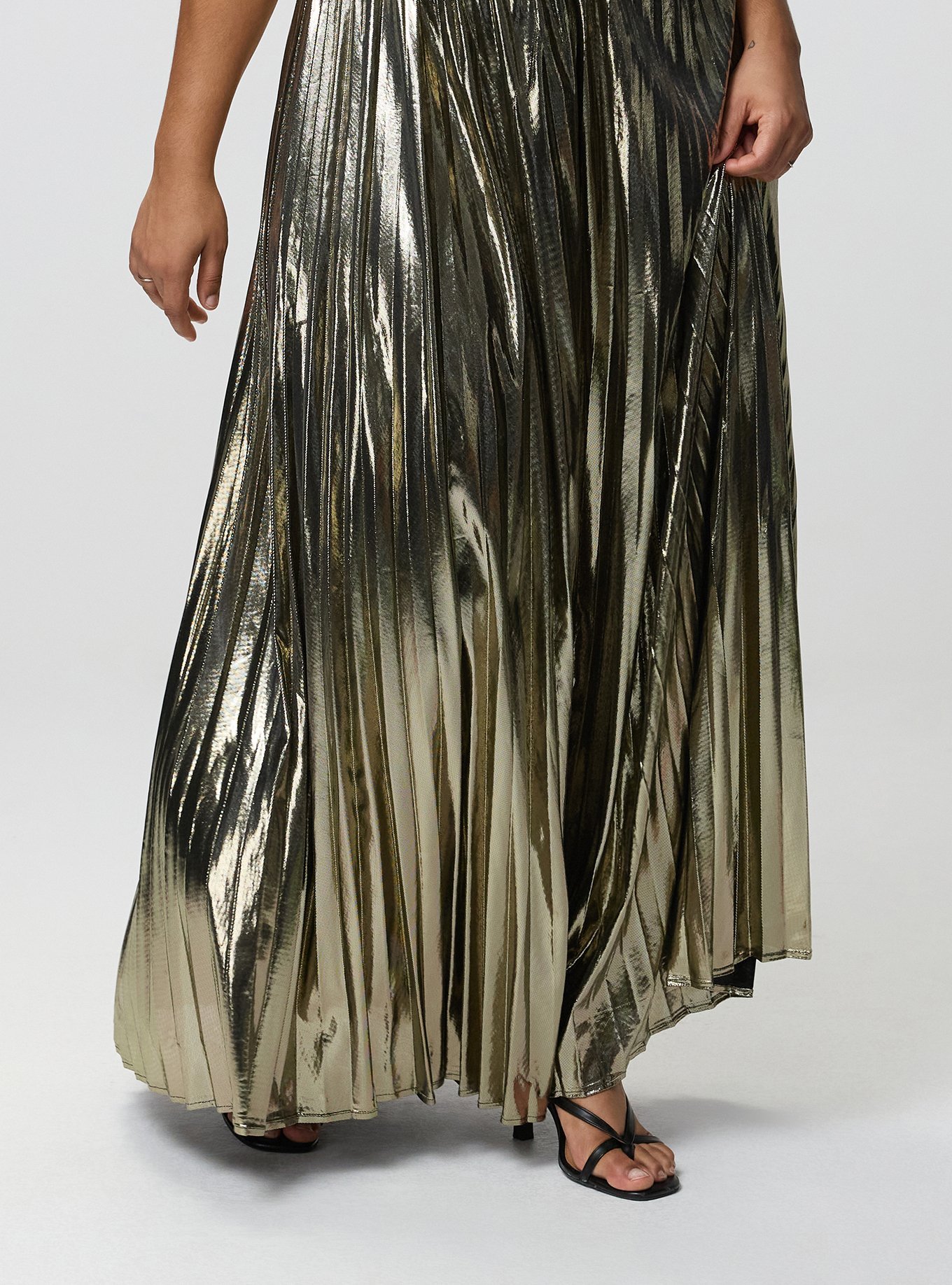 Studio Pleated Maxi Gown, GOLD, alternate