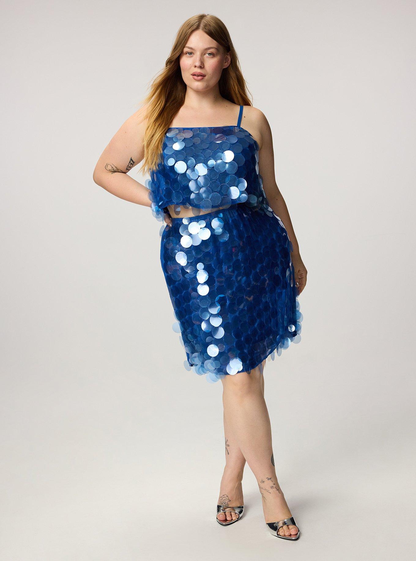 Studio Pailette Mini Skirt, WINDY BLUE, hi-res