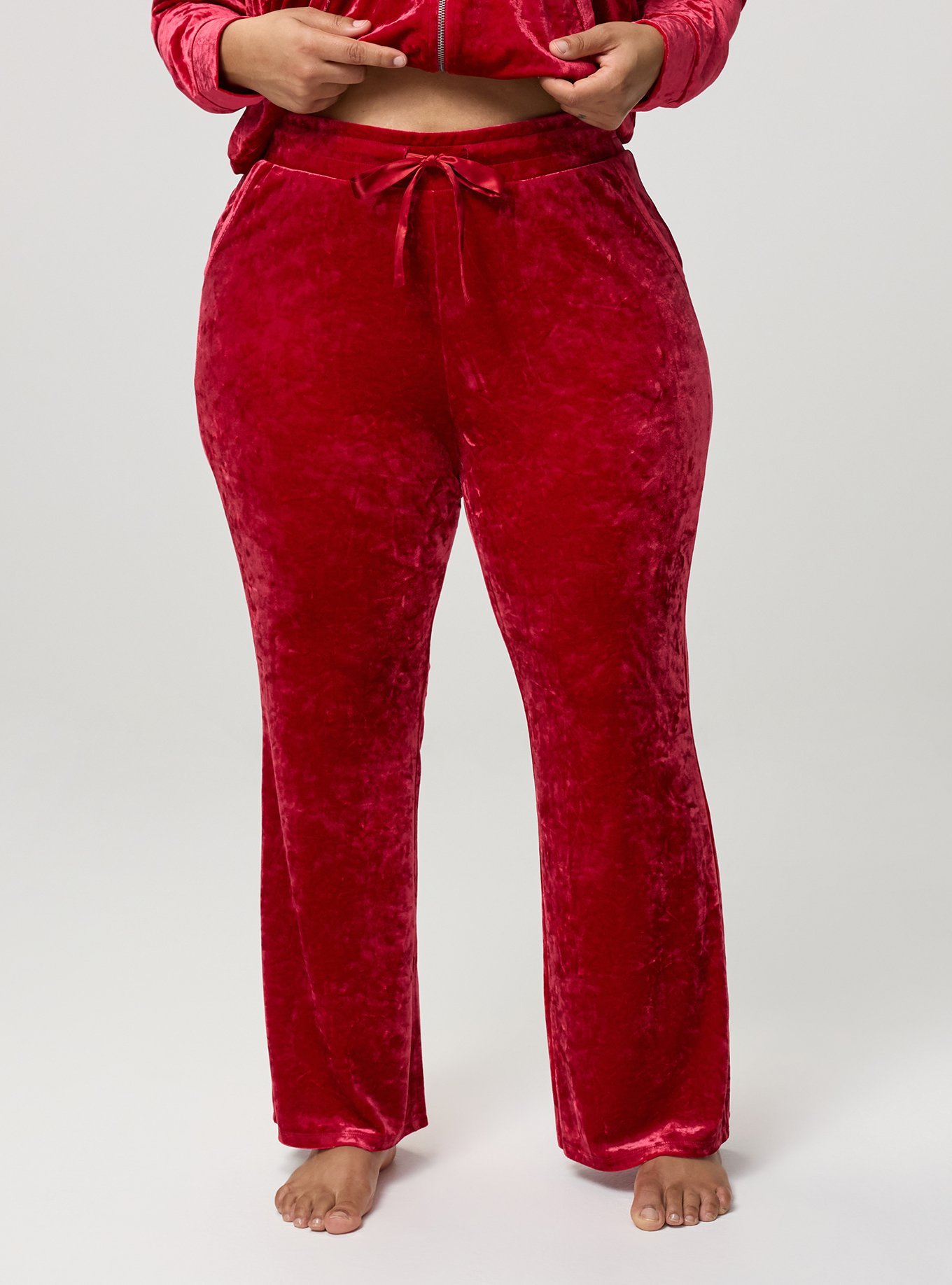 Plus Size Velour Bootcut Lounge Pant, JESTER RED, alternate