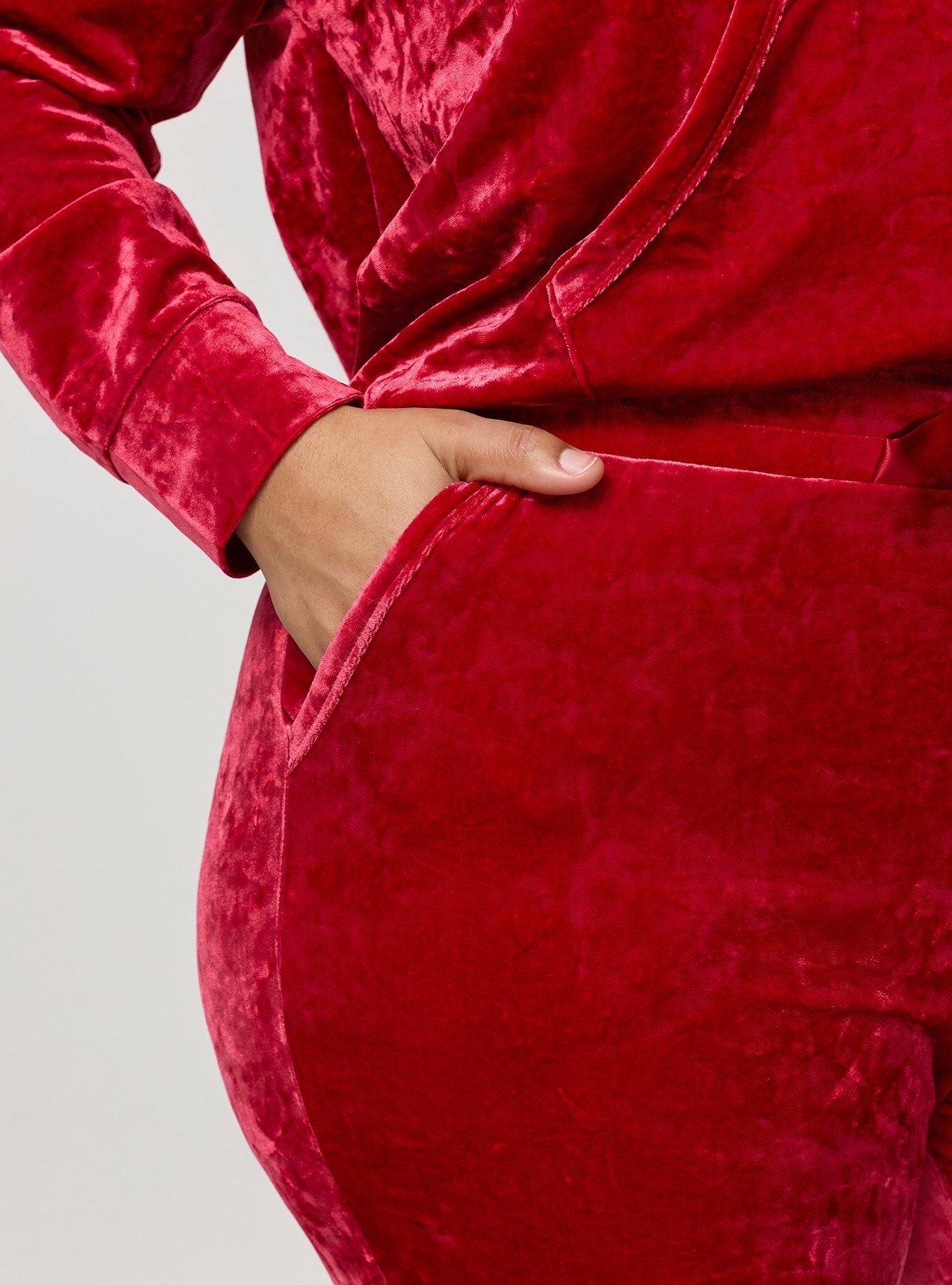 Plus Size Velour Bootcut Lounge Pant, JESTER RED, alternate