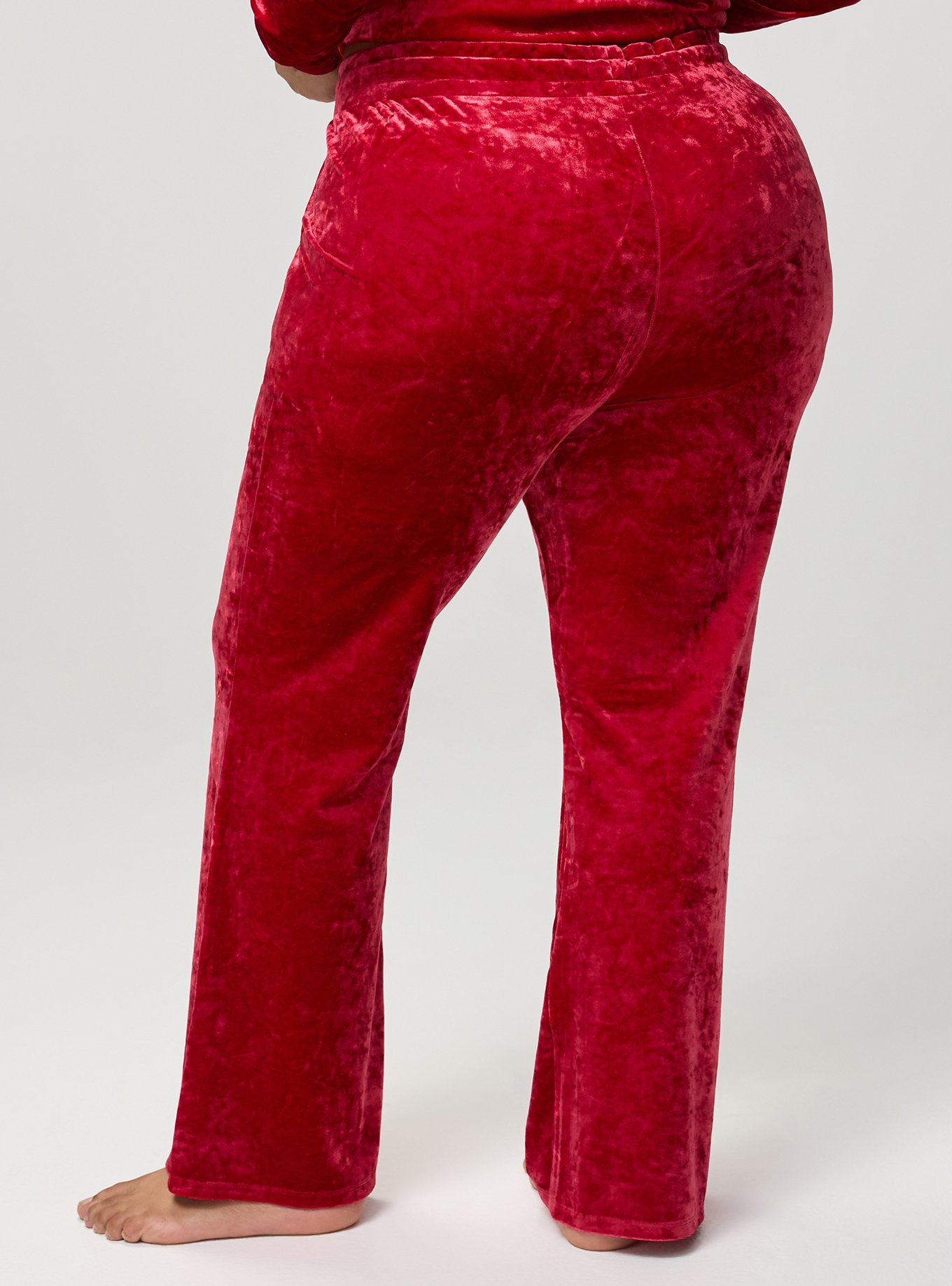 Plus Size Velour Bootcut Lounge Pant, JESTER RED, alternate
