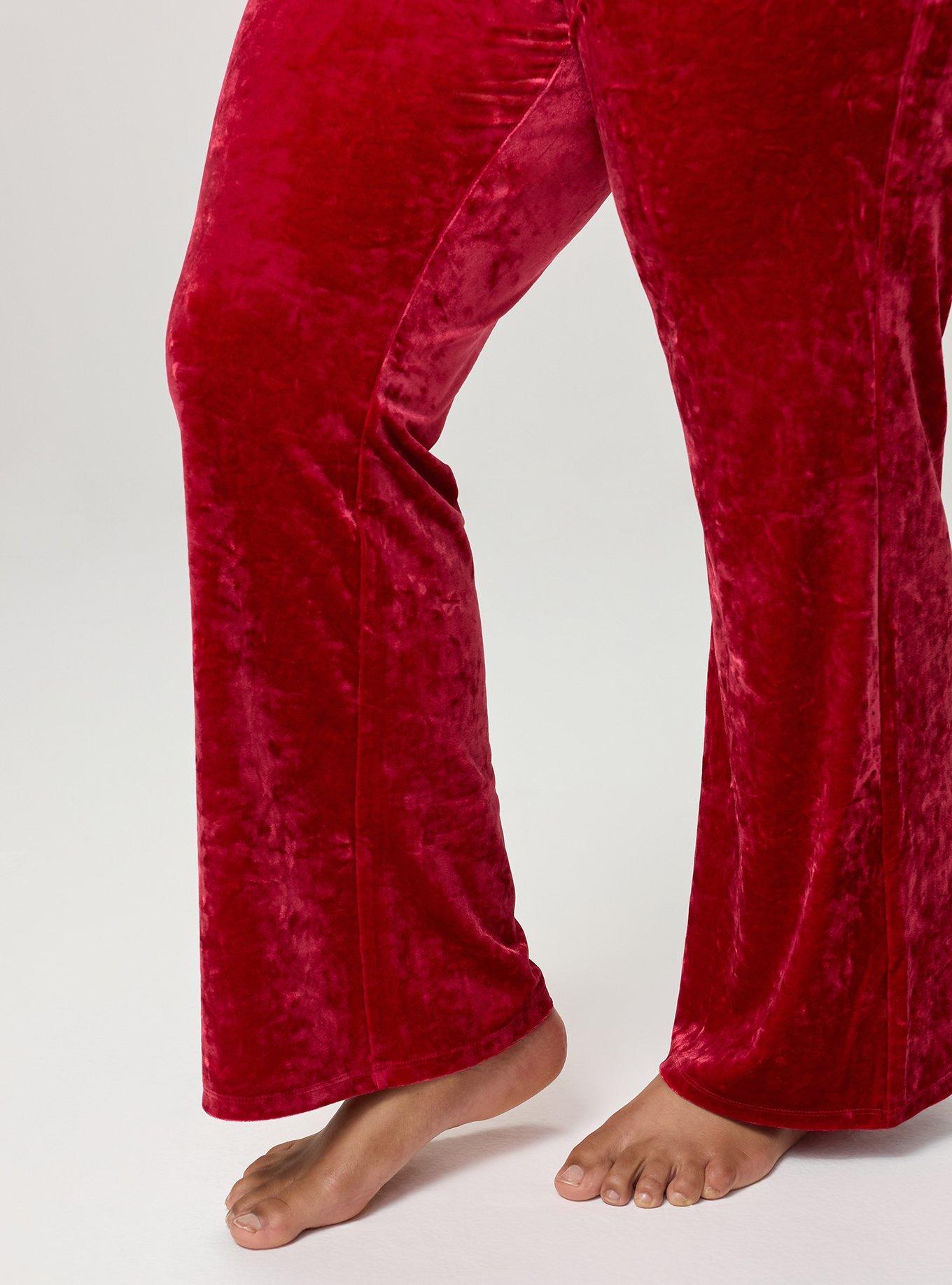 Plus Size Velour Bootcut Lounge Pant, JESTER RED, alternate