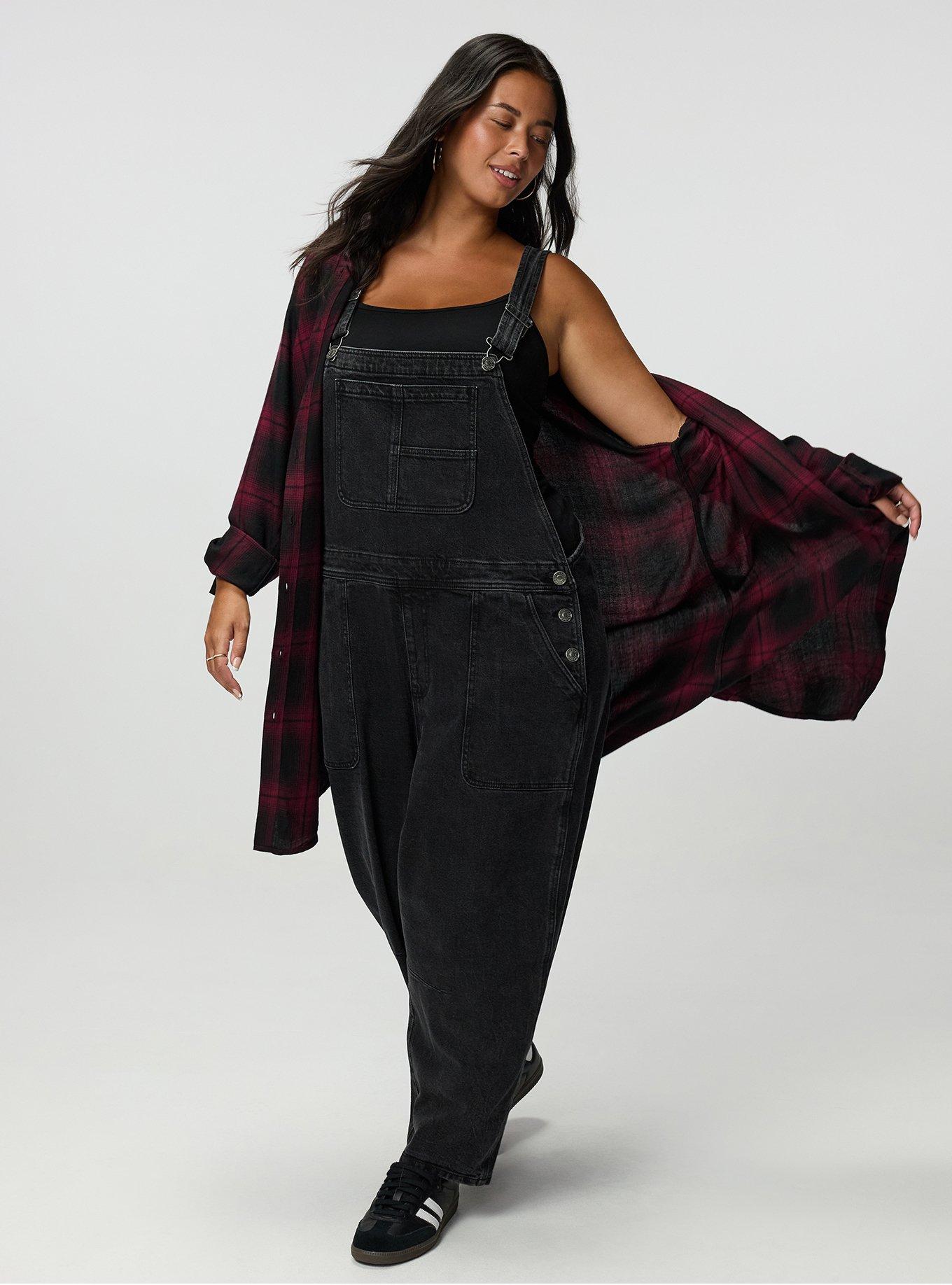 Flannel Longline Shacket, FADING PLAID BURGUNDY, alternate