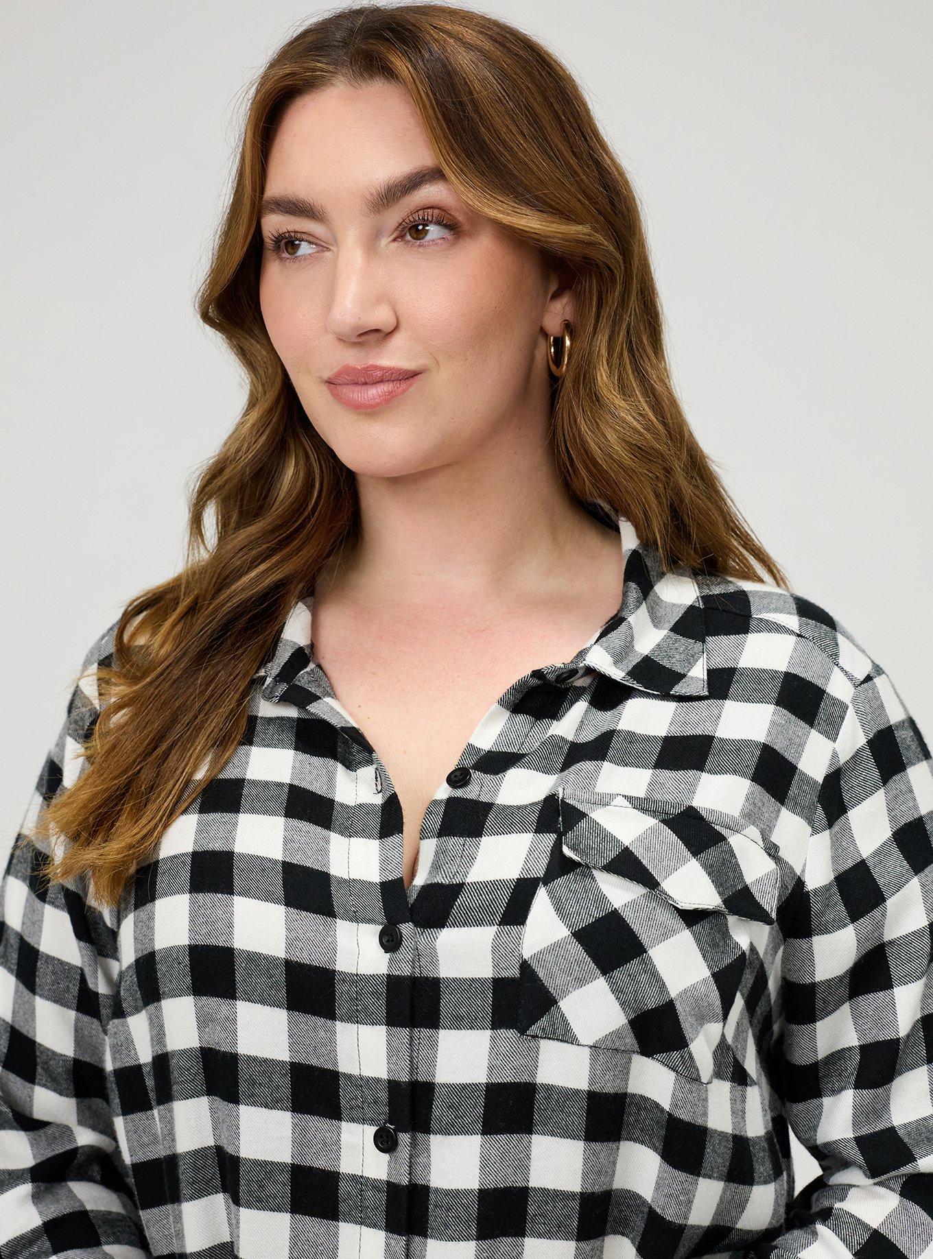 Flannel Longline Shacket, MAZIE PLAID BLACK, alternate