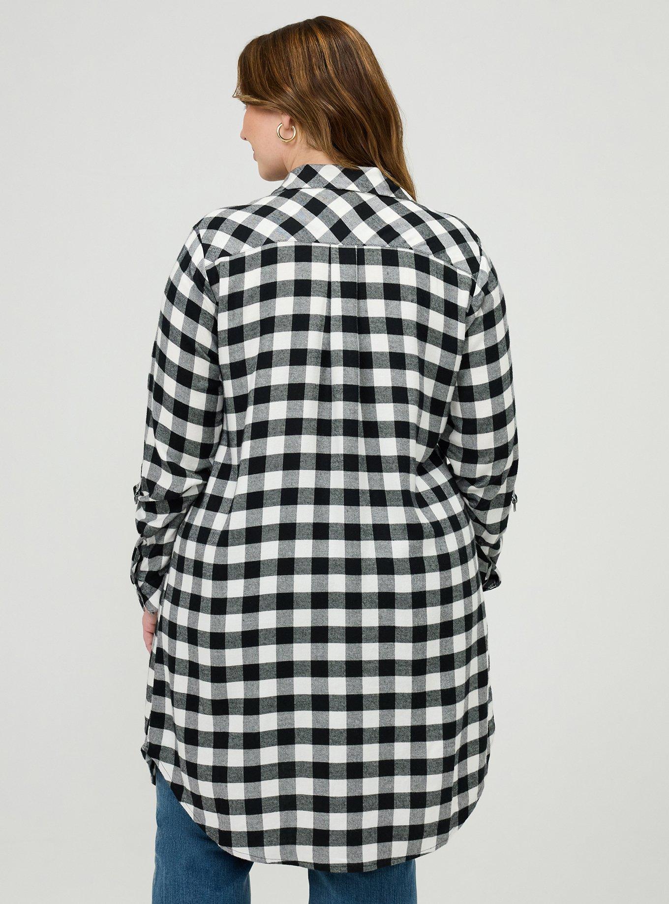 Flannel Longline Shacket, MAZIE PLAID BLACK, alternate