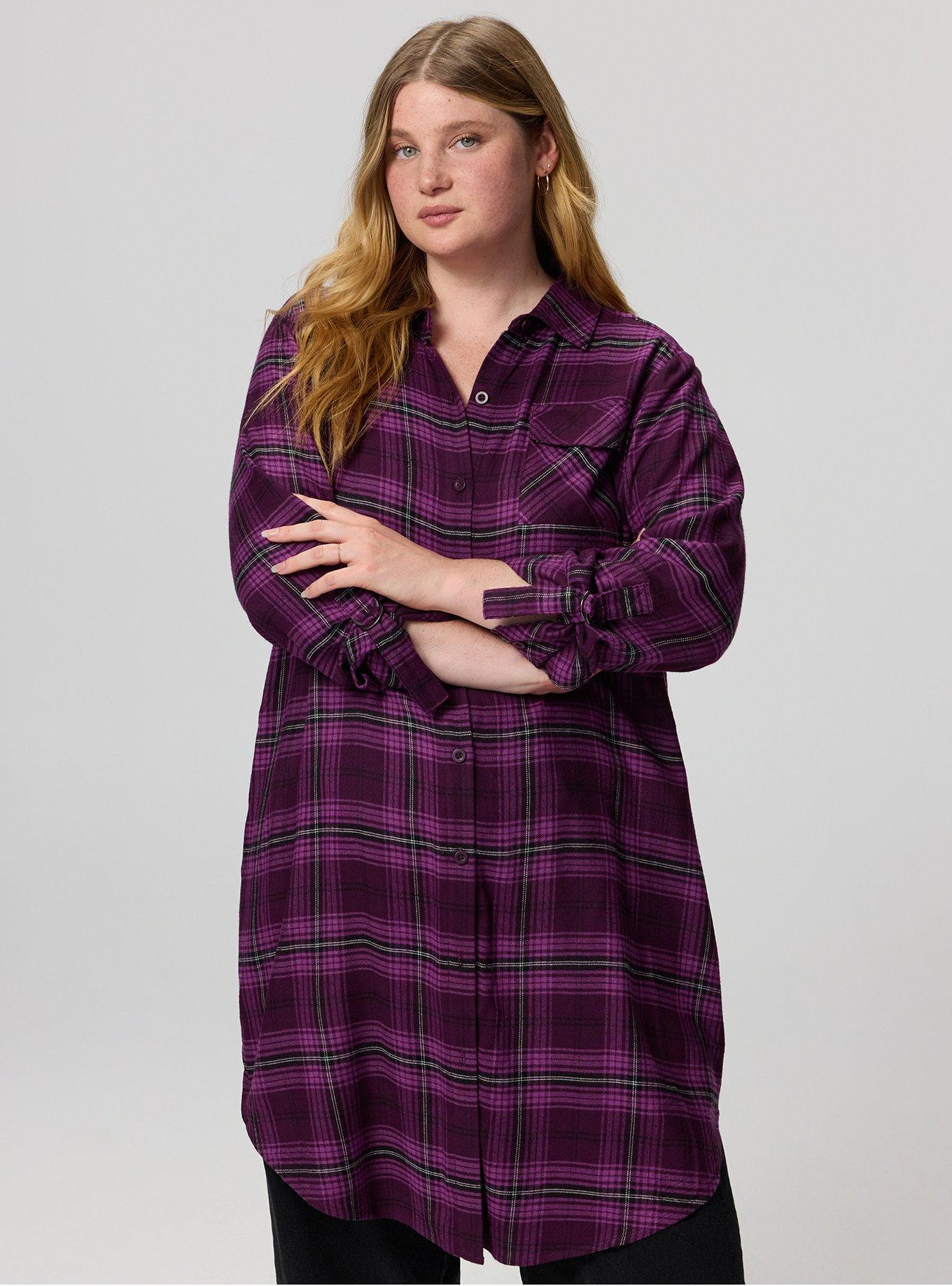 Flannel Longline Shacket, MORE PLAID PLUM, alternate