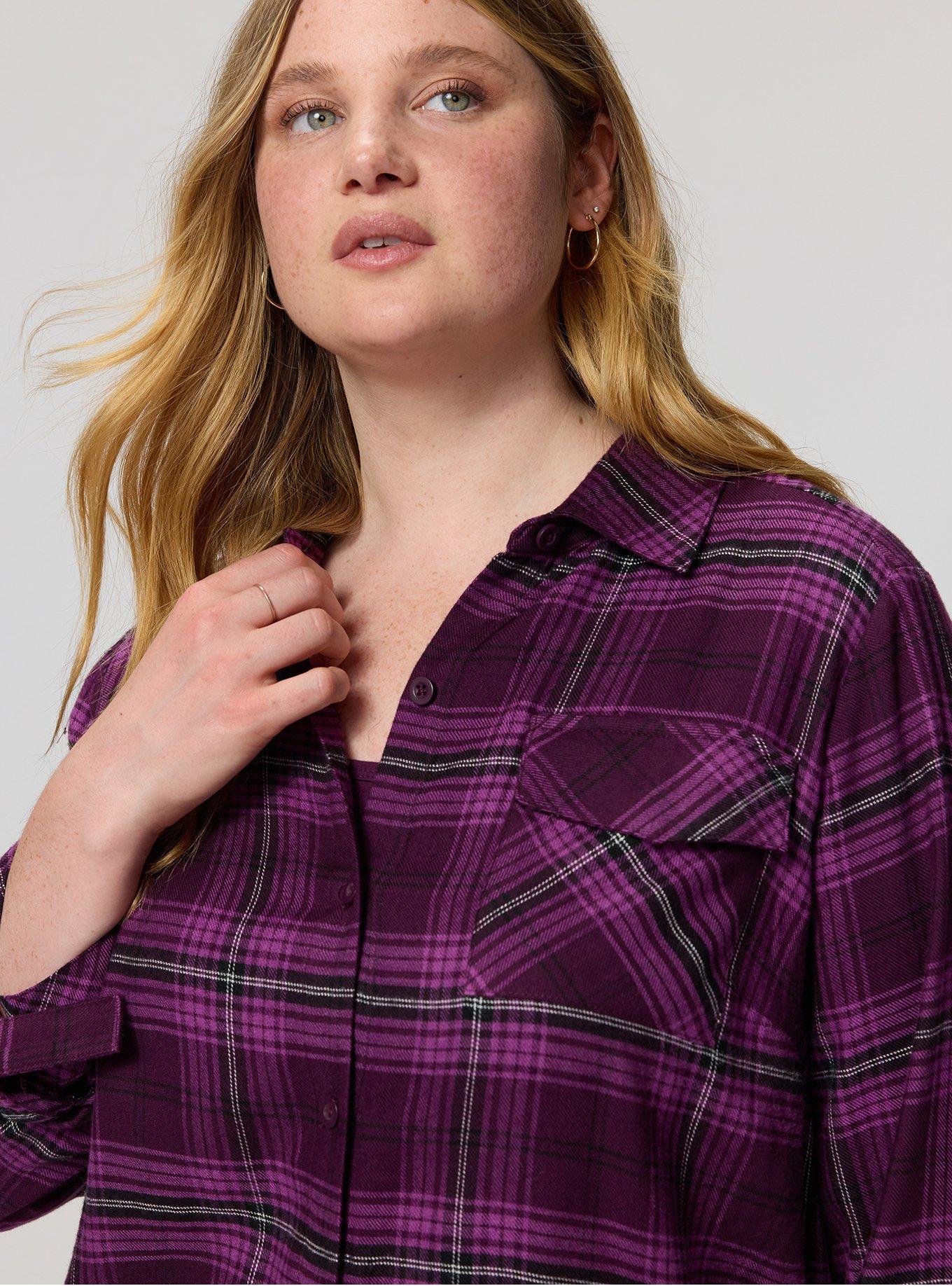 Flannel Longline Shacket, MORE PLAID PLUM, alternate