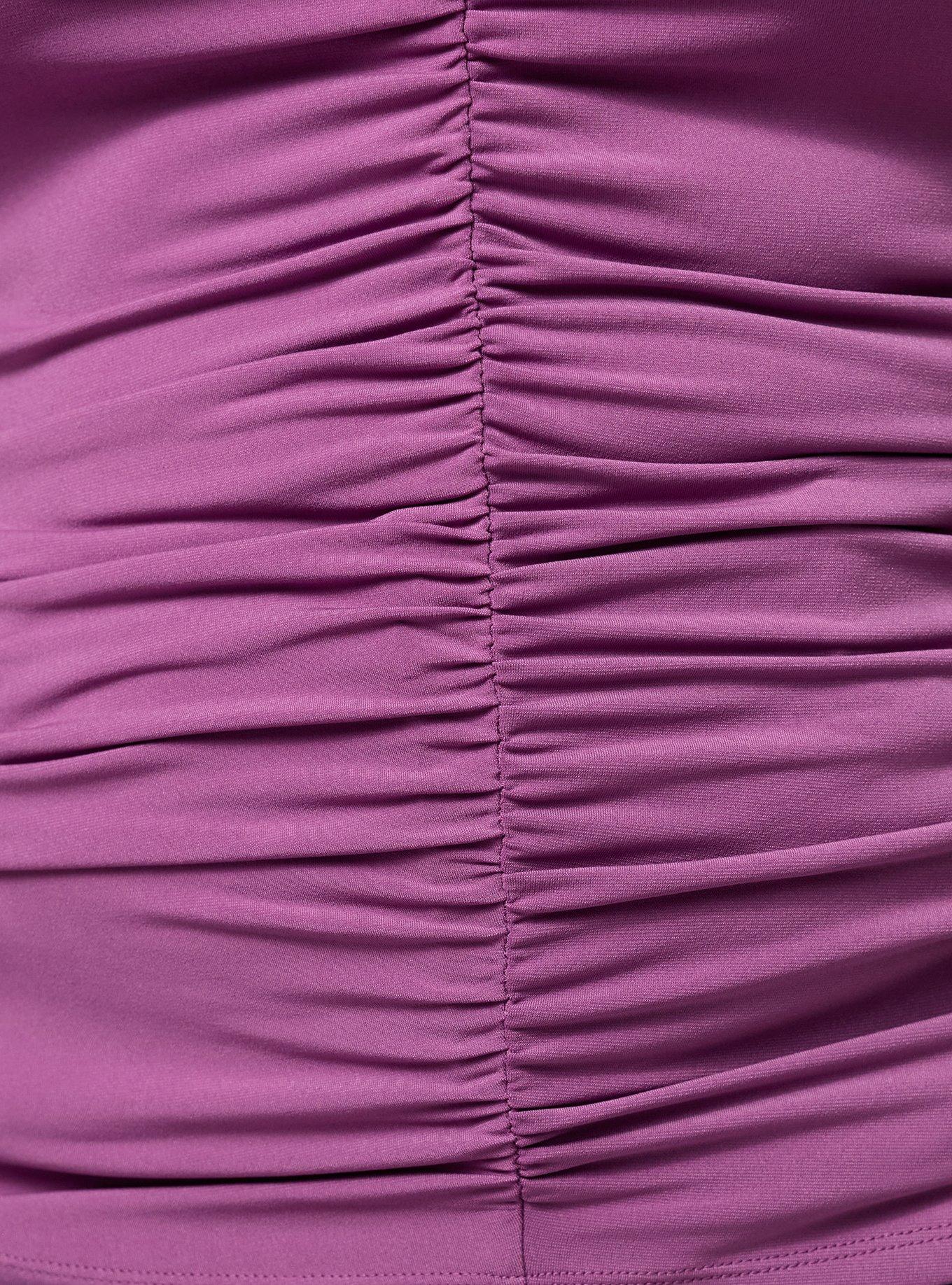 Ruched Keyhole Long Sleeve Top, AMETHYST, alternate