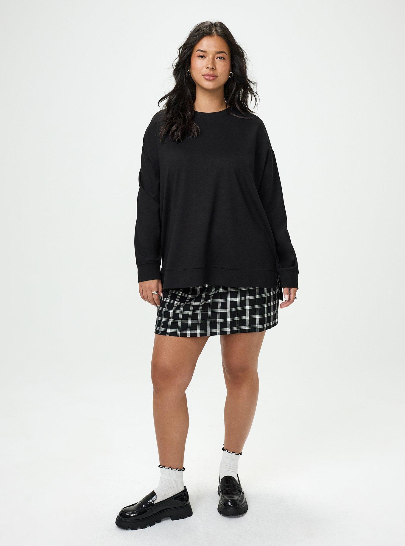 Ponte Drop Shoulder Modern Sweatshirt, DEEP BLACK, alternate