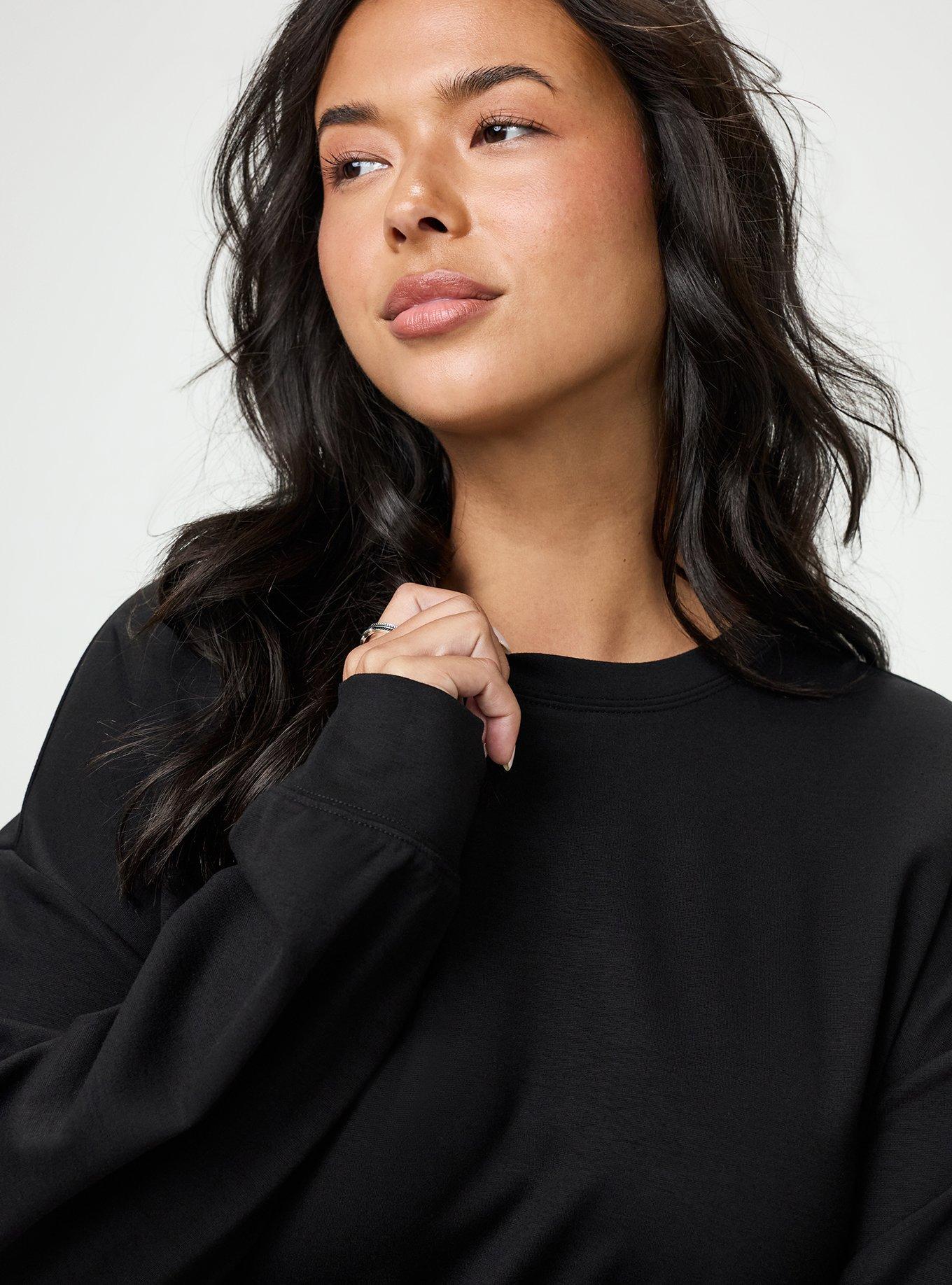 Ponte Drop Shoulder Modern Sweatshirt, DEEP BLACK, alternate