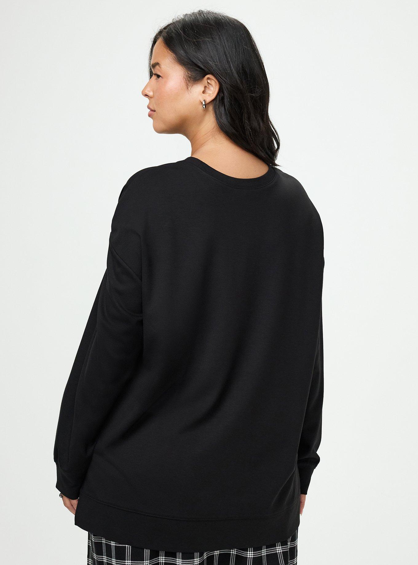 Ponte Drop Shoulder Modern Sweatshirt, DEEP BLACK, alternate