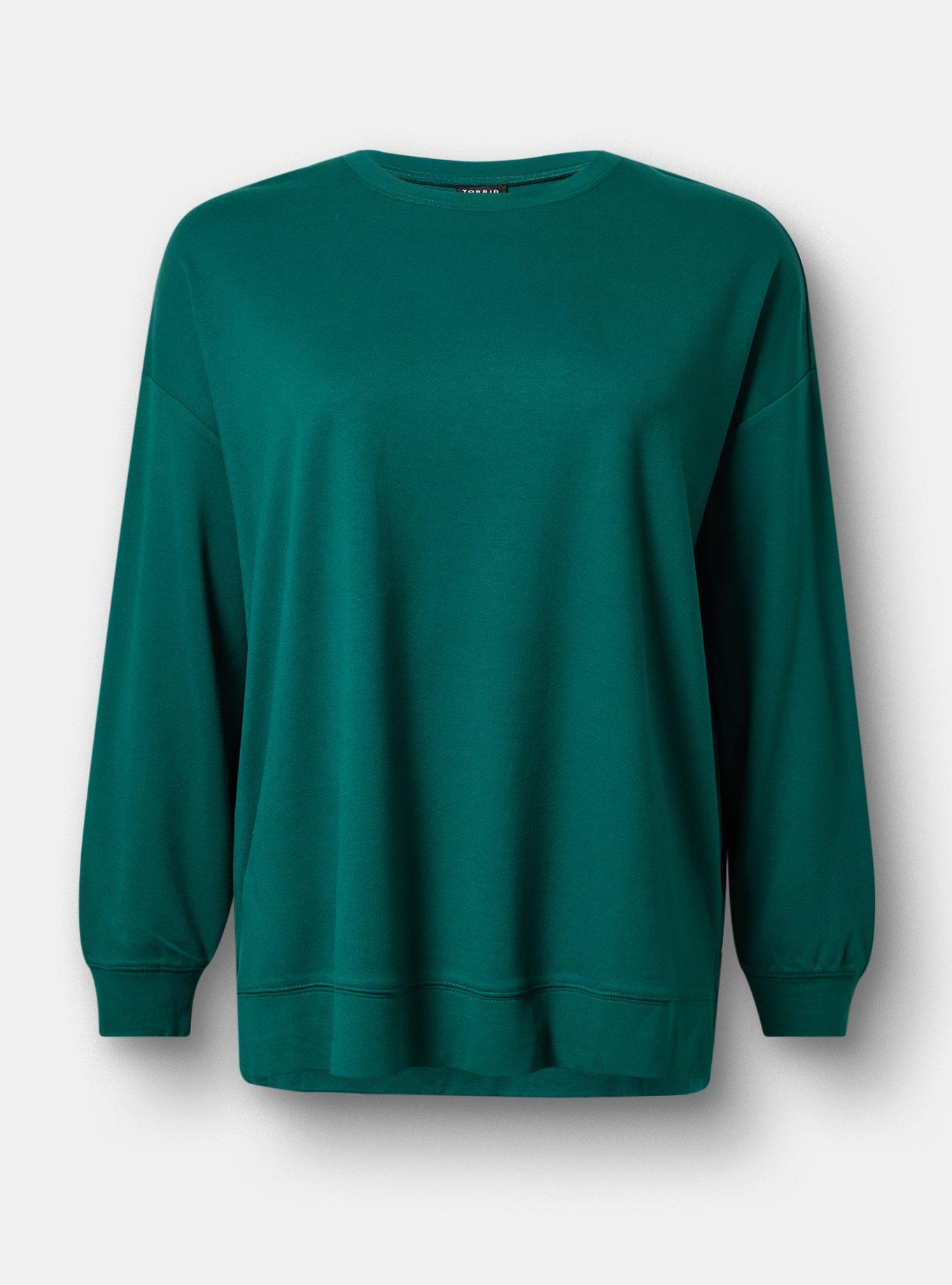 Super Soft Ponte Drop Shoulder Modern Sweatshirt, BOTANICAL GARDEN, flat