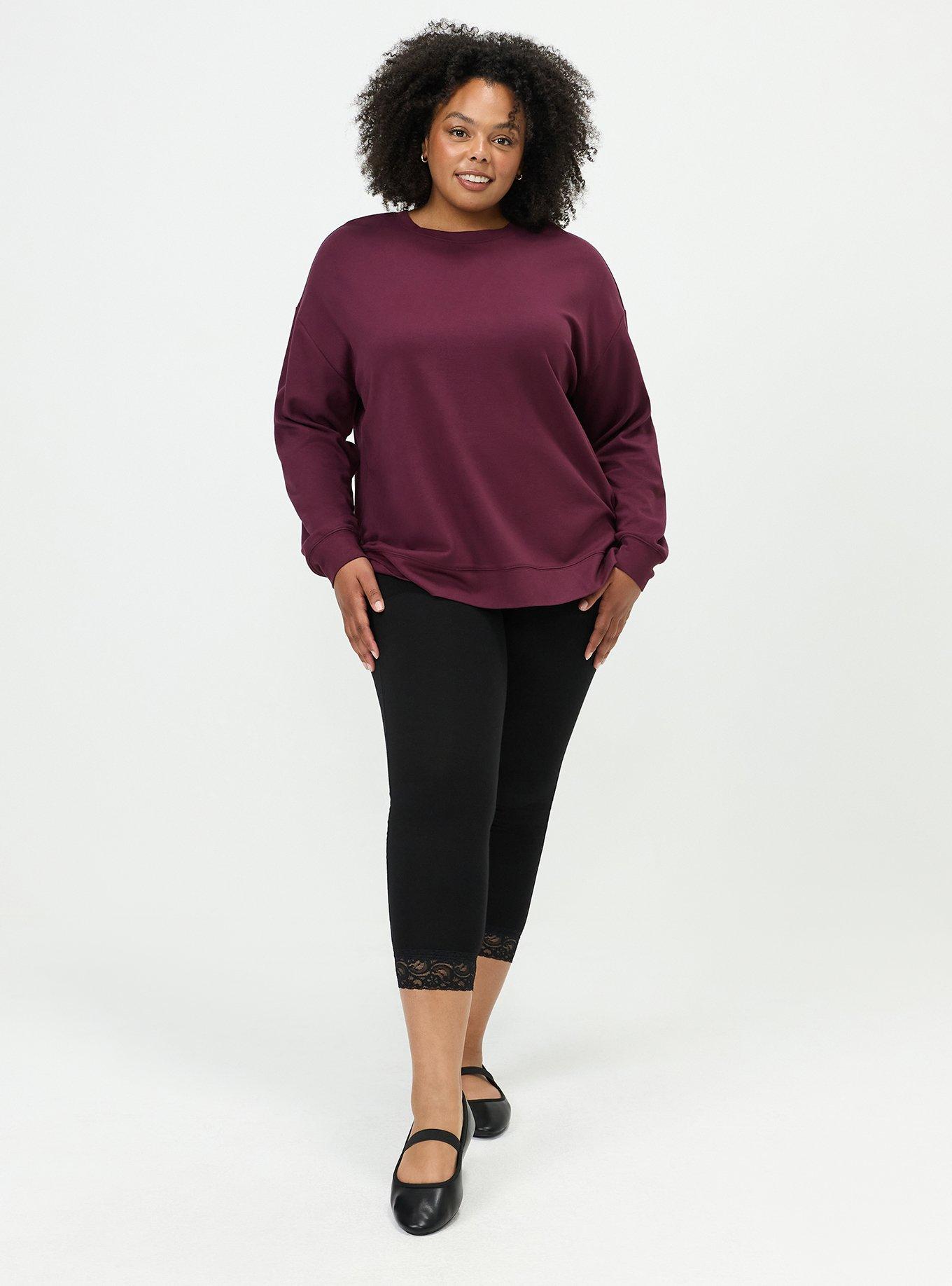 Ponte Drop Shoulder Modern Sweatshirt, MAROON BANNER, alternate