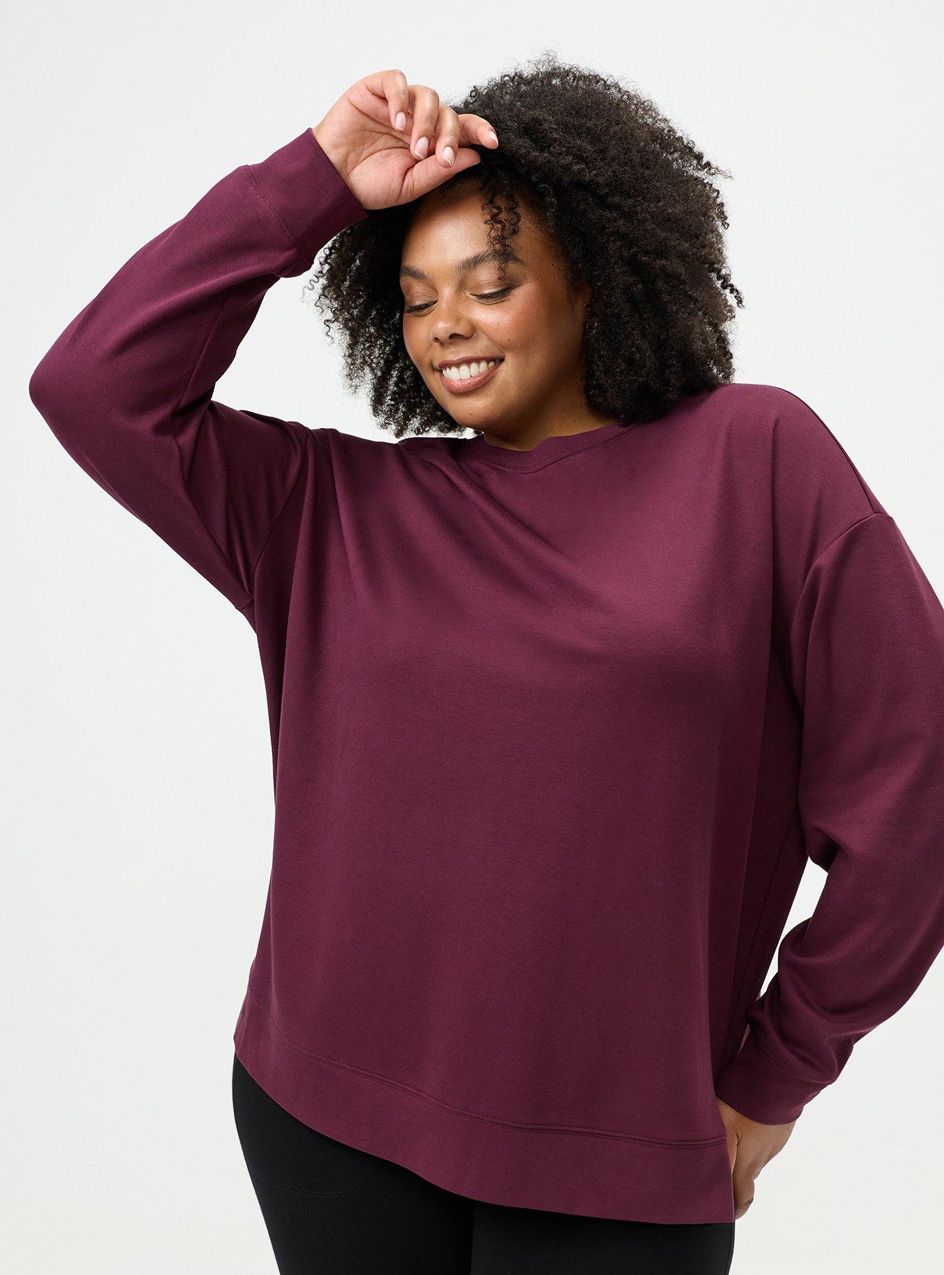 Ponte Drop Shoulder Modern Sweatshirt, MAROON BANNER, alternate