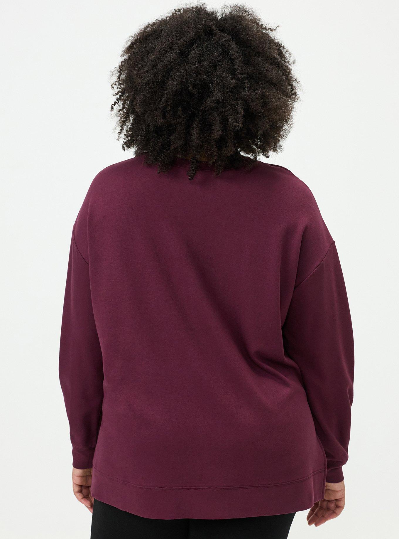 Ponte Drop Shoulder Modern Sweatshirt, MAROON BANNER, alternate