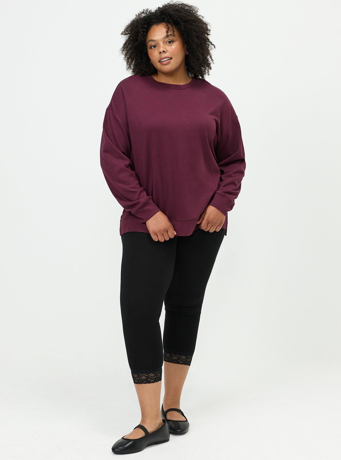 Ponte Drop Shoulder Modern Sweatshirt, MAROON BANNER, alternate