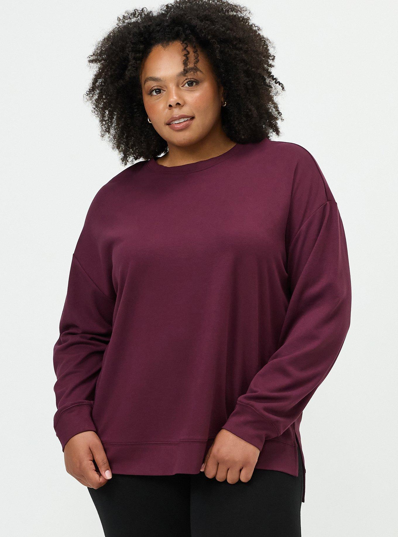 Ponte Drop Shoulder Modern Sweatshirt, MAROON BANNER, hi-res