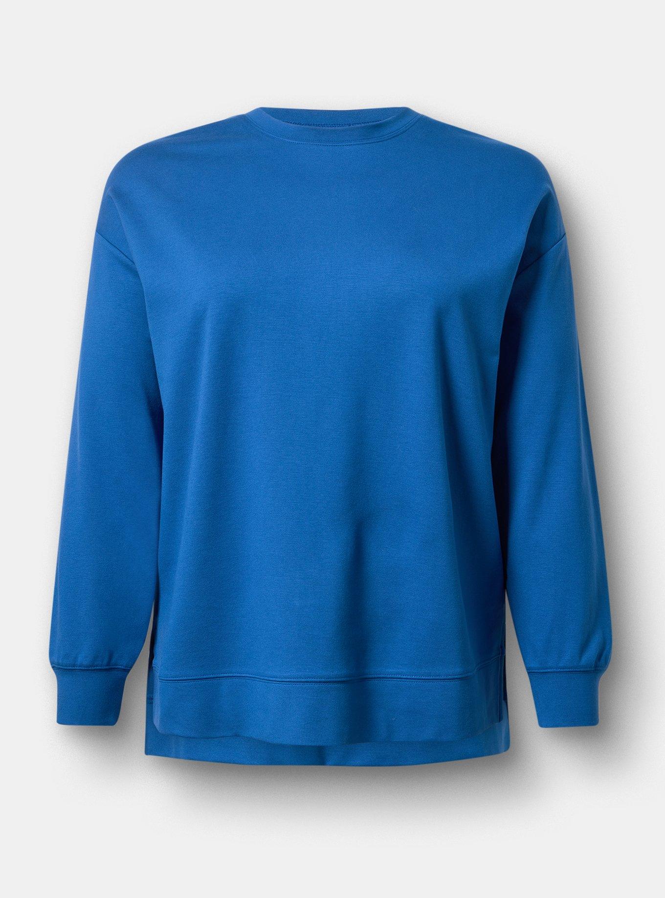 Super Soft Ponte Drop Shoulder Modern Sweatshirt, BLUE QUARTZ, flat