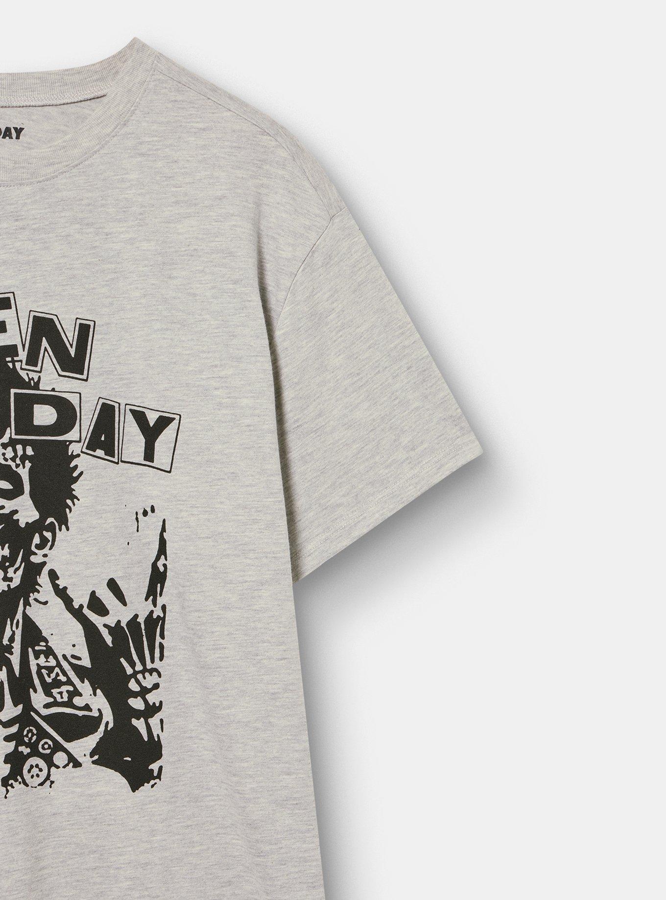 Green Day Relaxed Cotton Jersey Tee, LIGHT HEATHER GREY, alternate