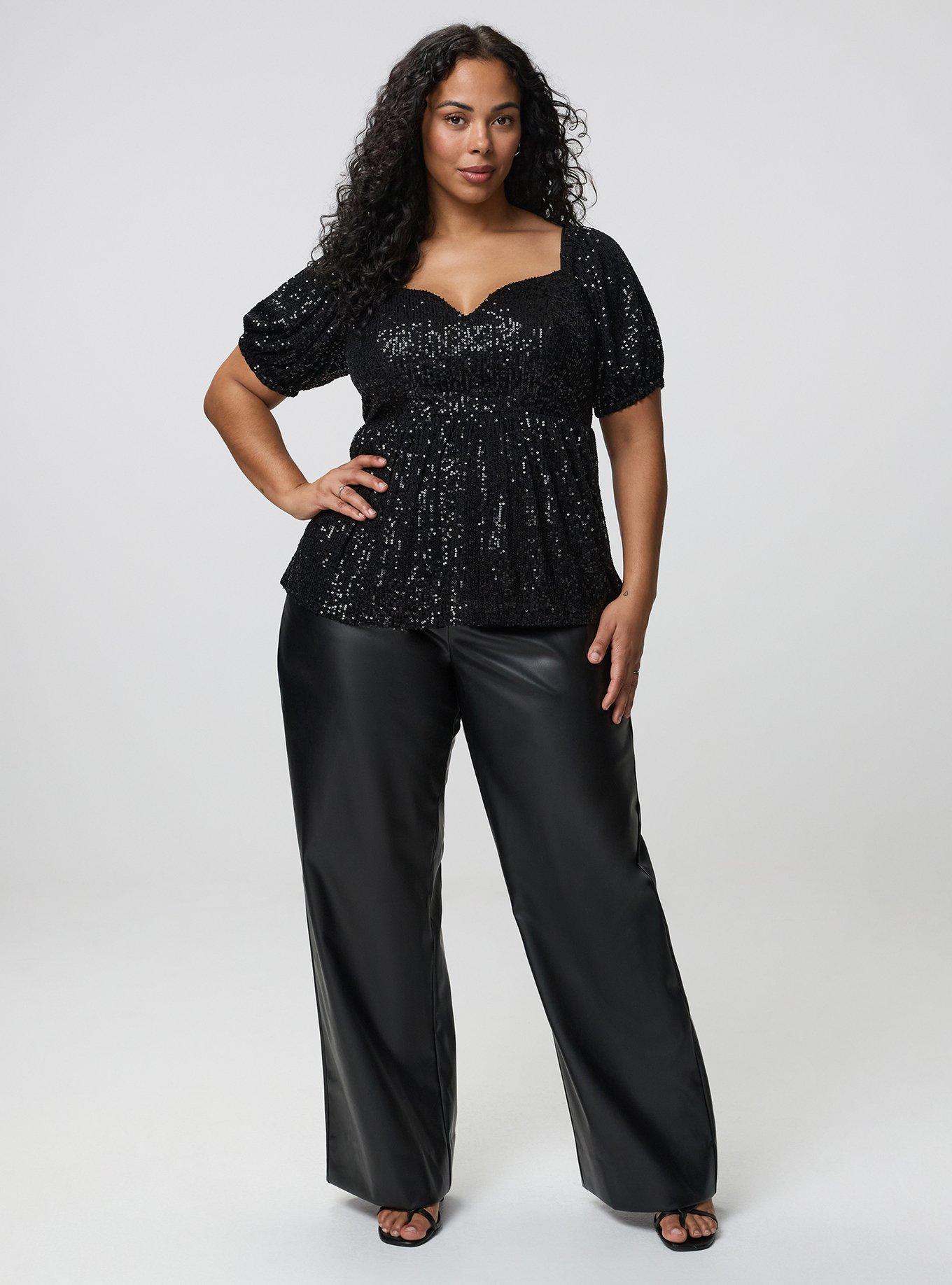 Sequin Sweetheart Babydoll Top, DEEP BLACK, alternate