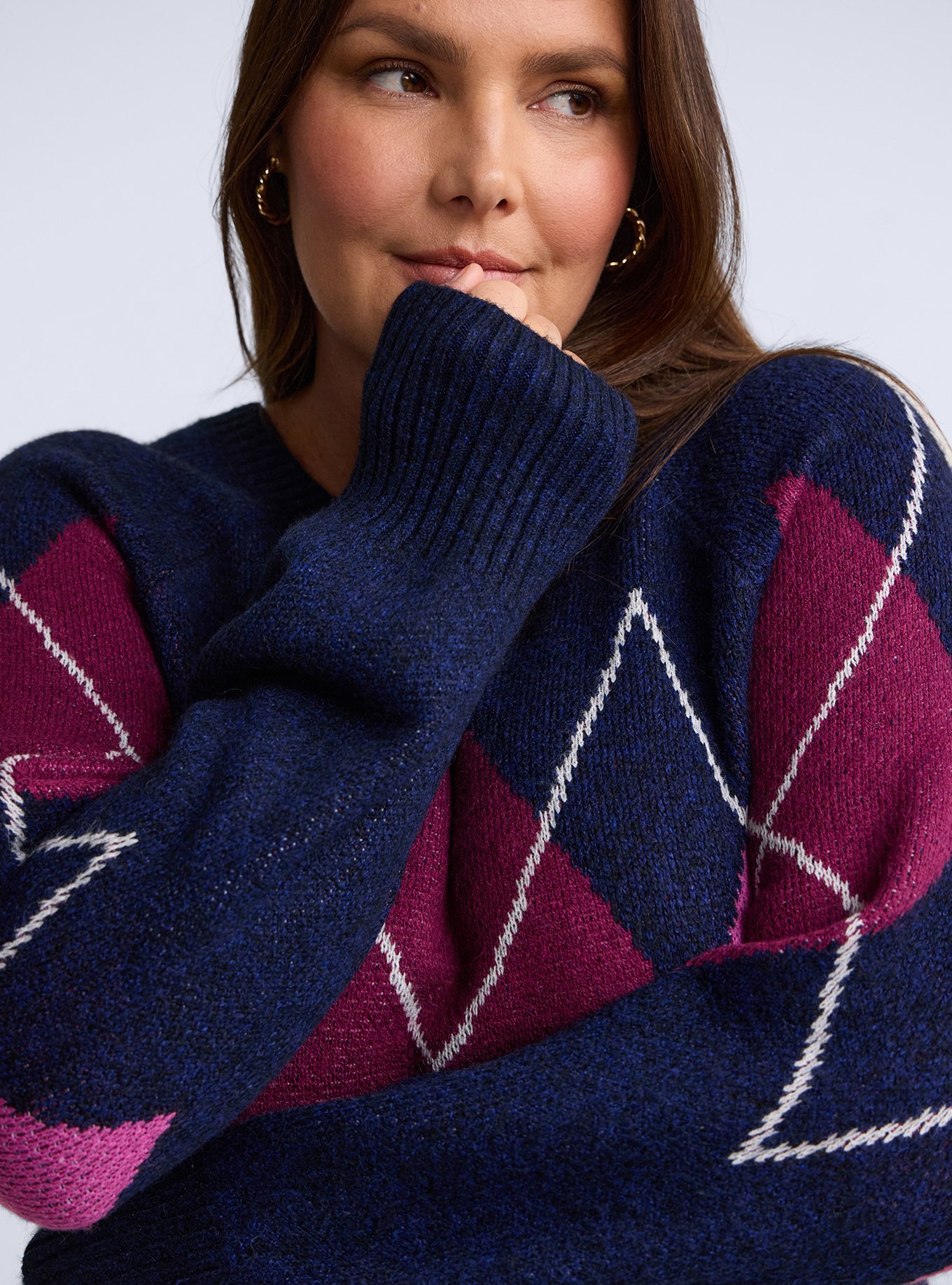 Belle Isle Sweater Mini Dress, ARGYLE CROSSING BLUE PINK, alternate