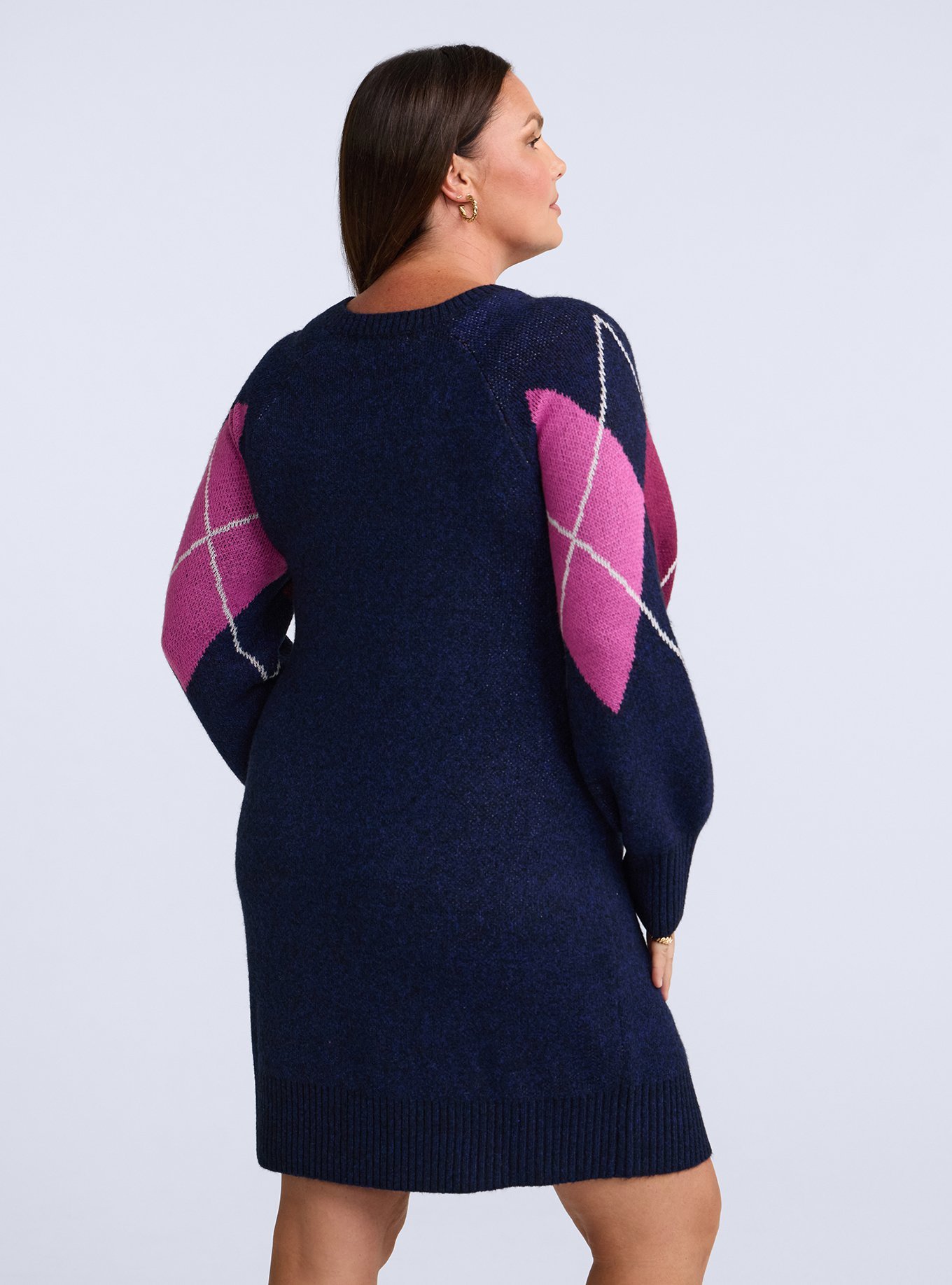 Belle Isle Sweater Mini Dress, ARGYLE CROSSING BLUE PINK, alternate