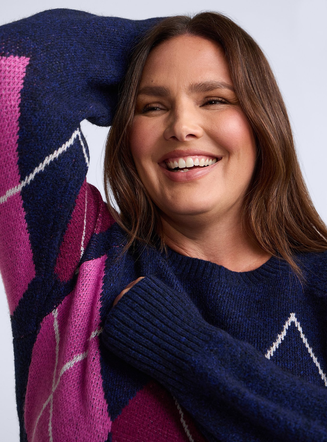 Belle Isle Sweater Mini Dress, ARGYLE CROSSING BLUE PINK, alternate
