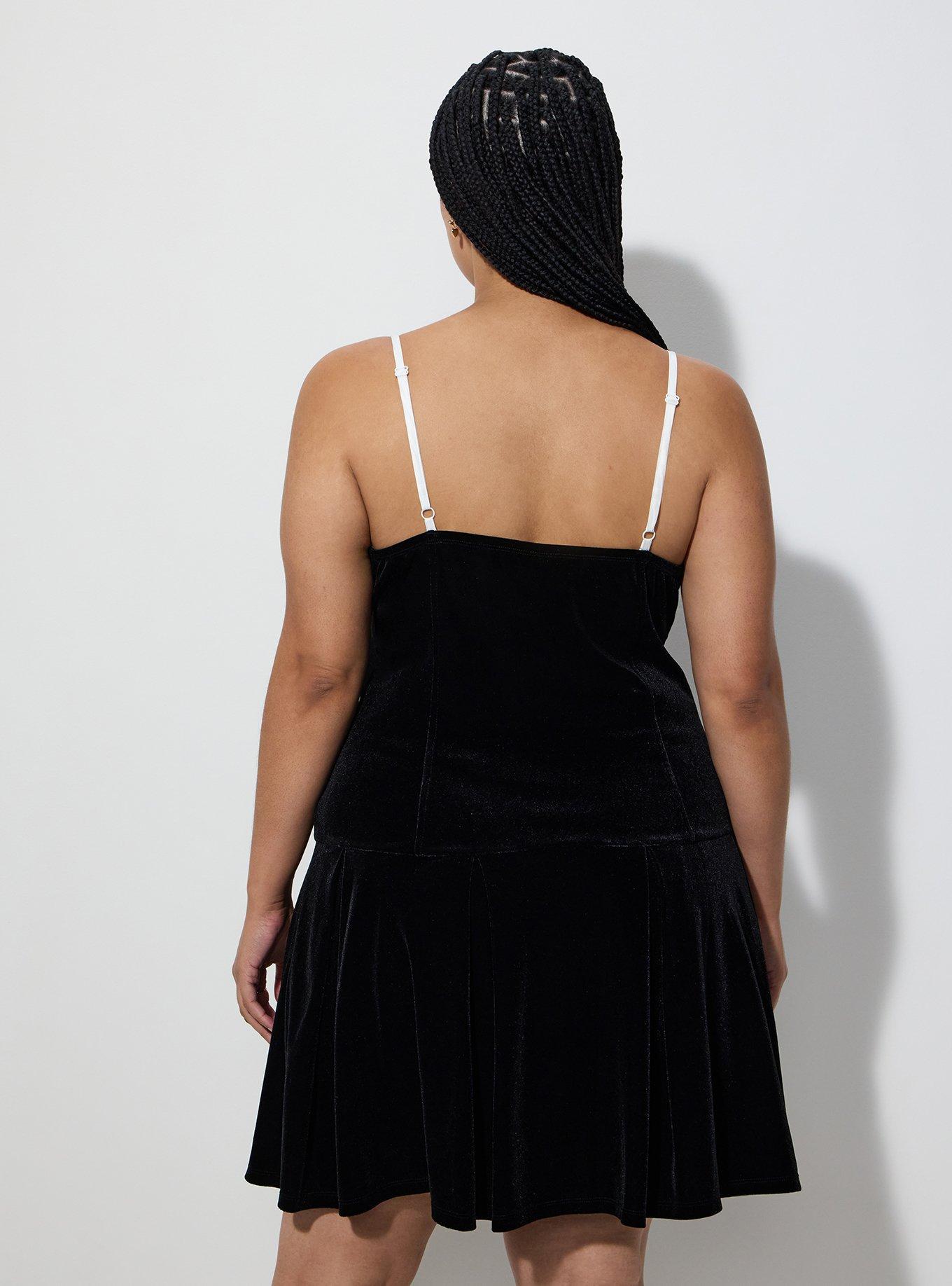 LoveSick Velour Drop Waist Mini Dress, DEEP BLACK, alternate