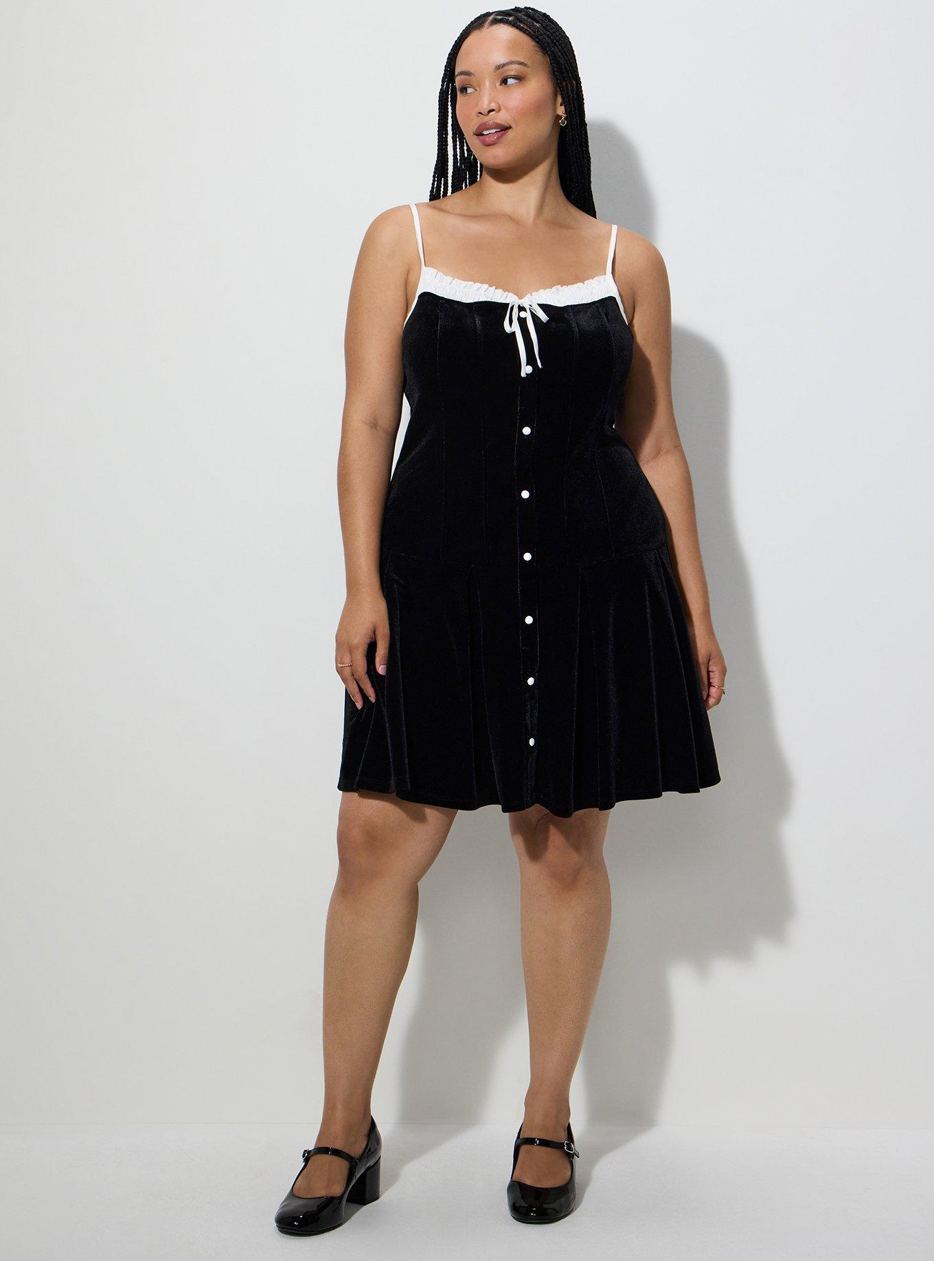 LoveSick Velour Drop Waist Mini Dress, DEEP BLACK, hi-res