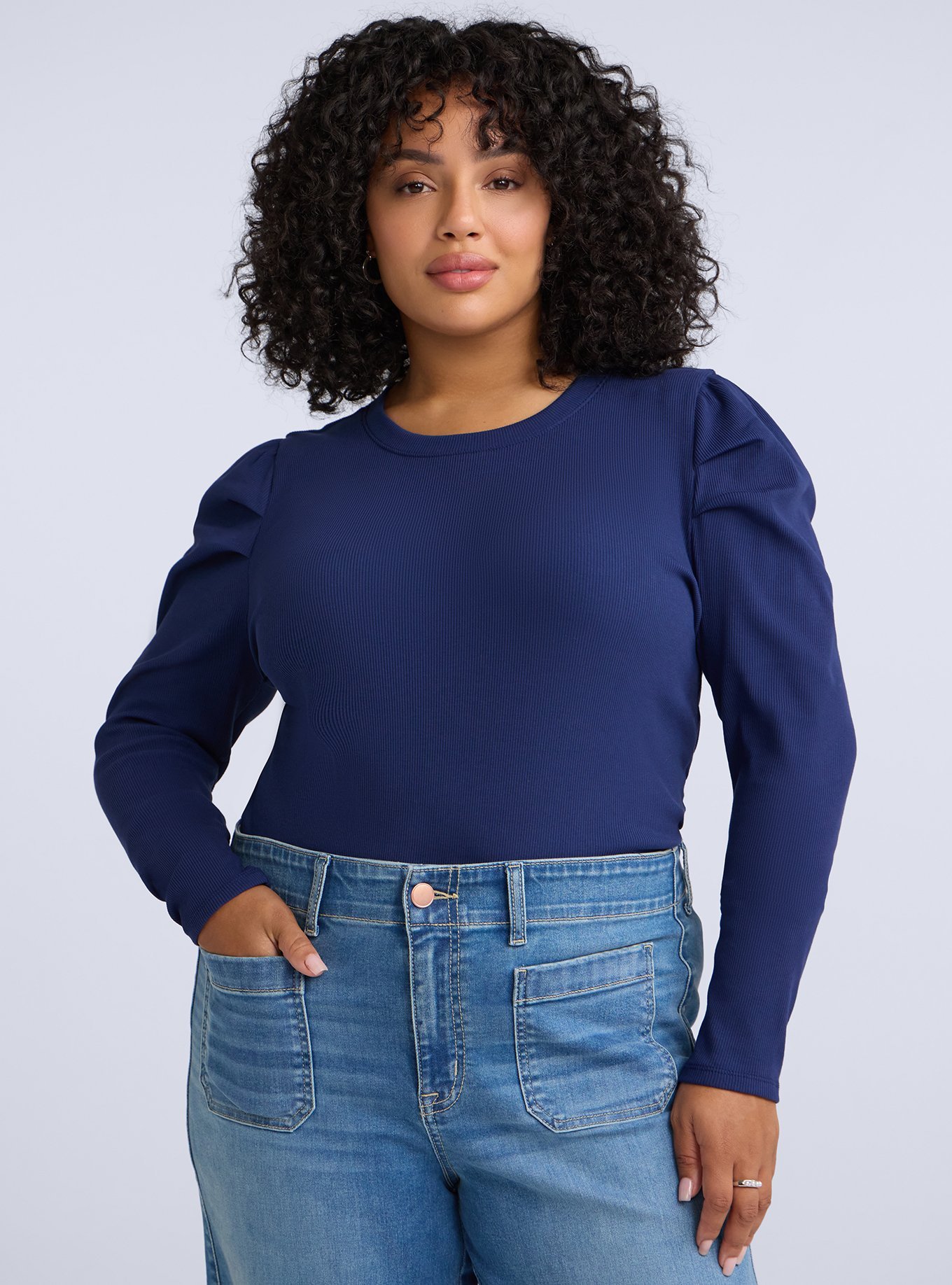 Belle Isle Puff Long Sleeve Top, MEDIEVAL BLUE, alternate