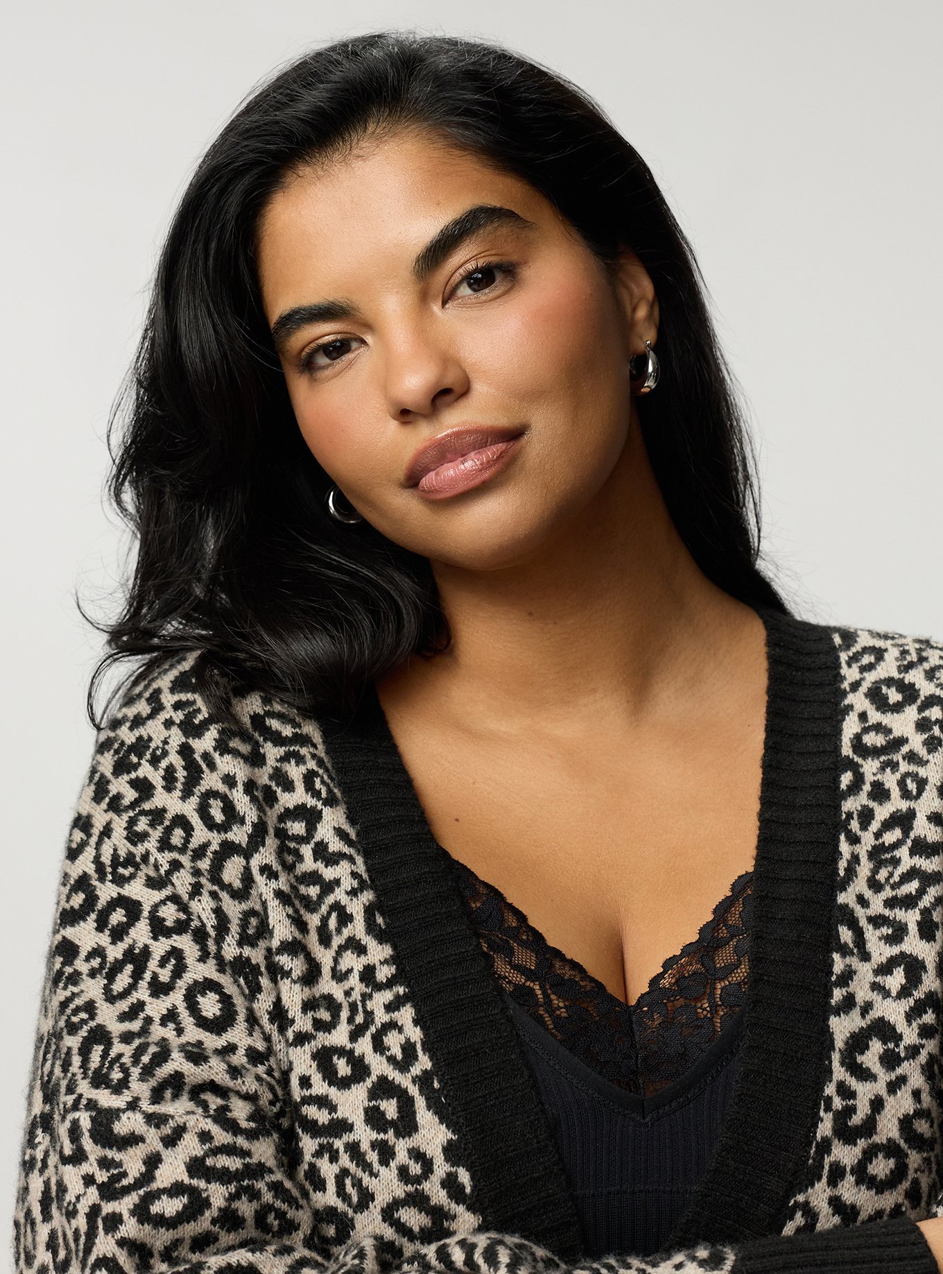 Vegan Cashmere Boyfriend Cardigan, LILS LEOPARD NEUTRAL, alternate