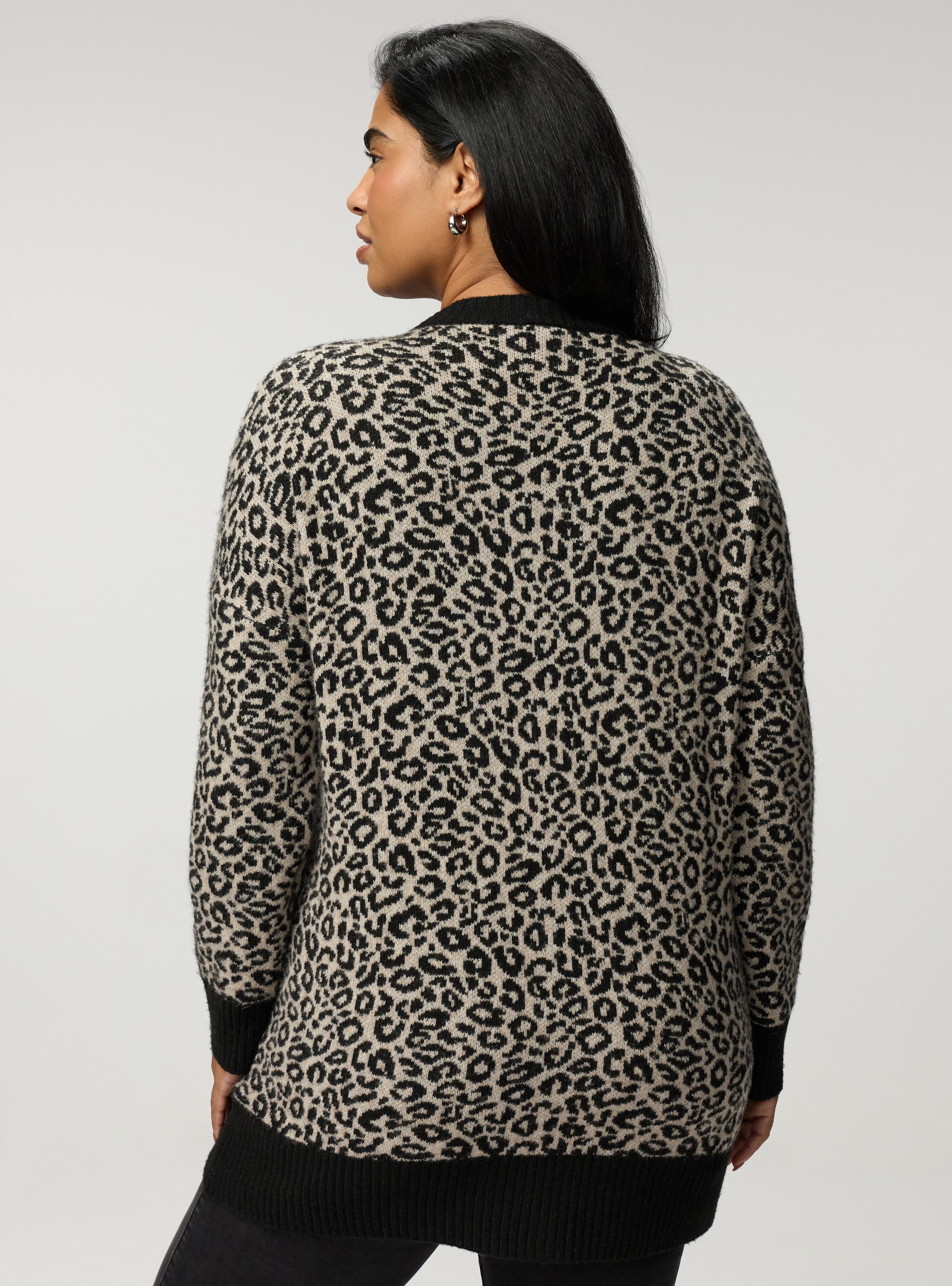 Vegan Cashmere Boyfriend Cardigan, LILS LEOPARD NEUTRAL, alternate