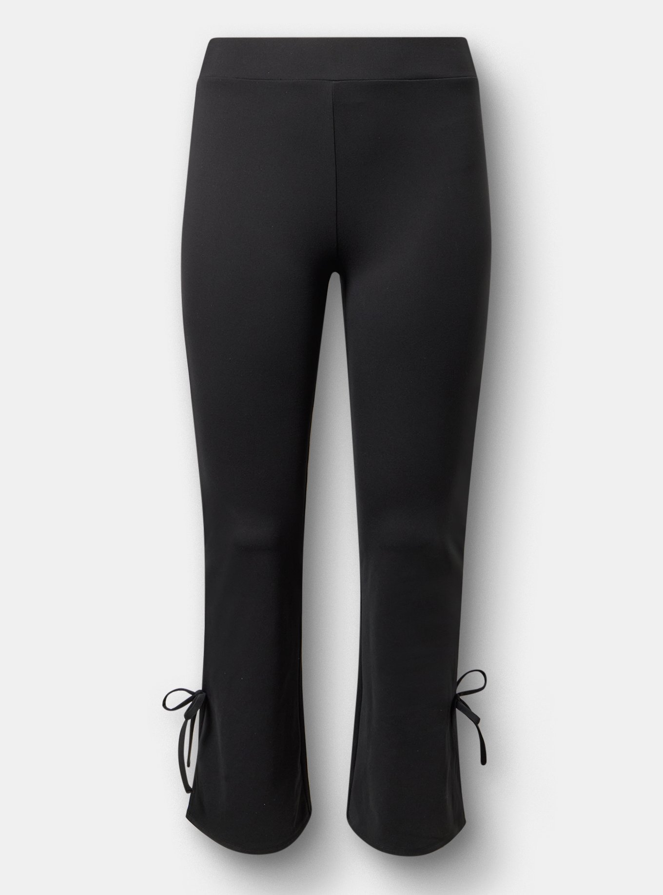 Plus Size Full-Length Bootcut Bow  Legging, DEEP BLACK, flat