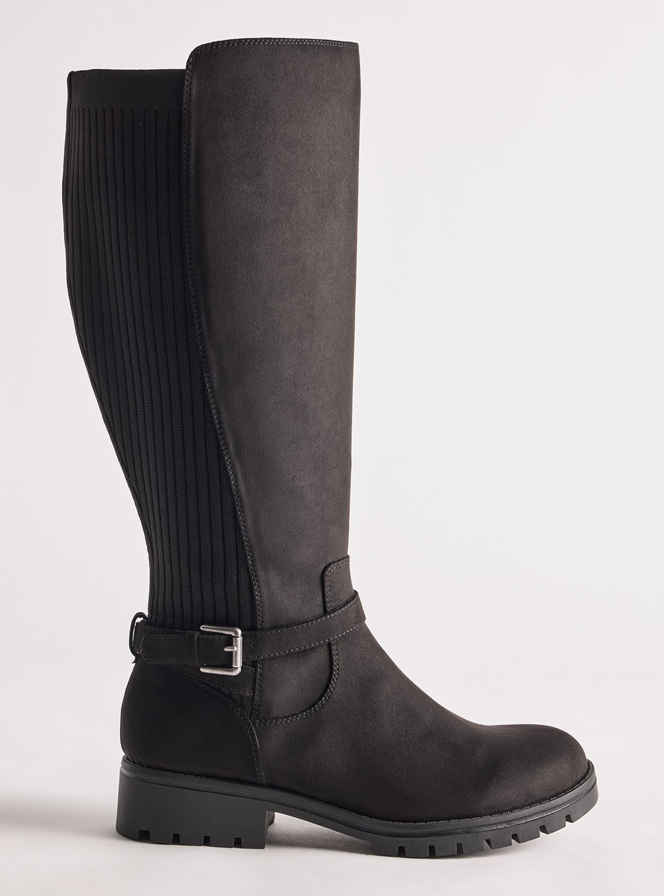 Sweater Back Knee Boot (WW), BLACK, alternate