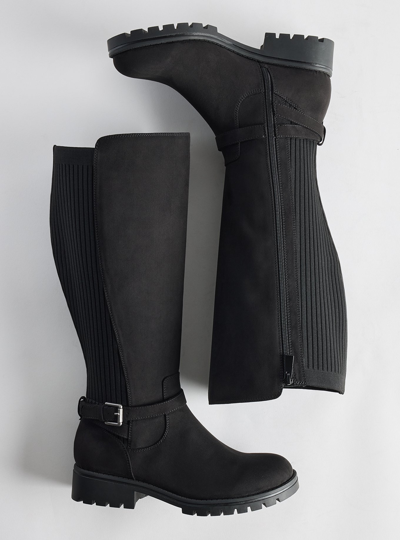 Sweater Back Knee Boot (WW), BLACK, hi-res
