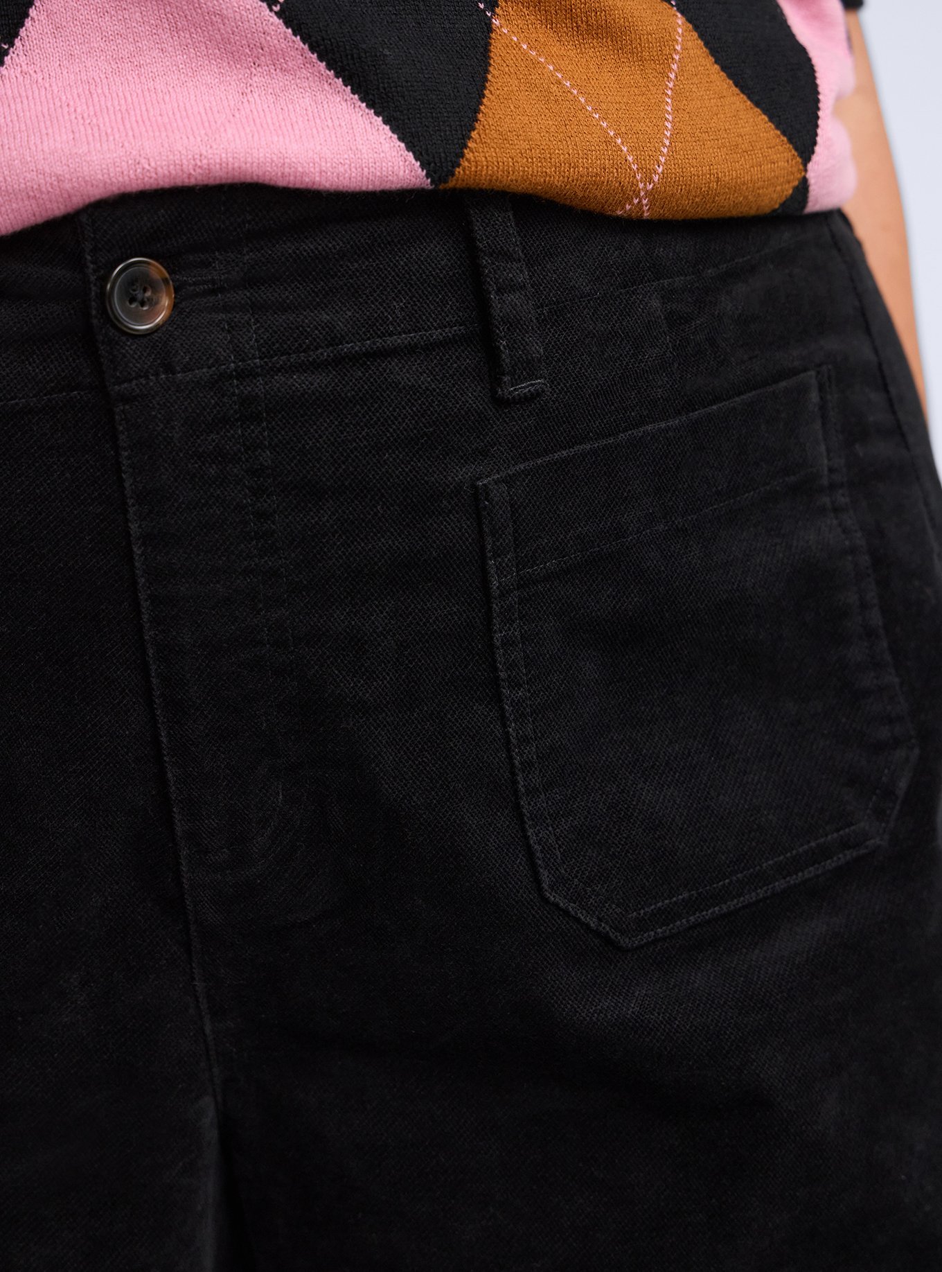 Belle Isle Hollywood Patch Pocket Velveteen Pant, DEEP BLACK, alternate