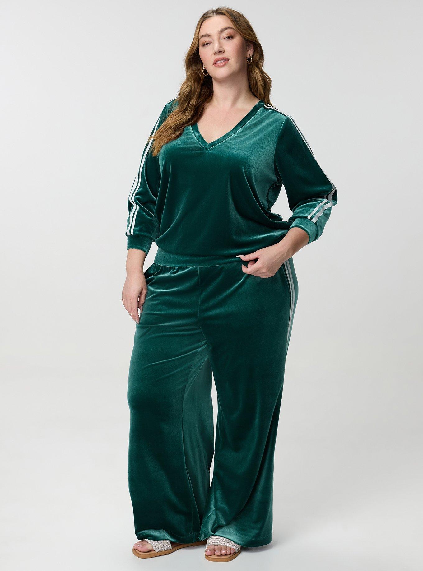 Plus Size Velour V-Neck Varsity Sweatshirt, BOTANICAL GARDEN, alternate