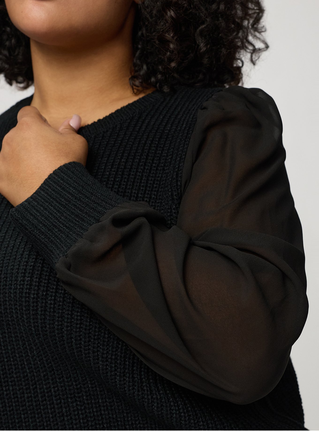 Crew 2fer Pullover Sweater, DEEP BLACK, alternate
