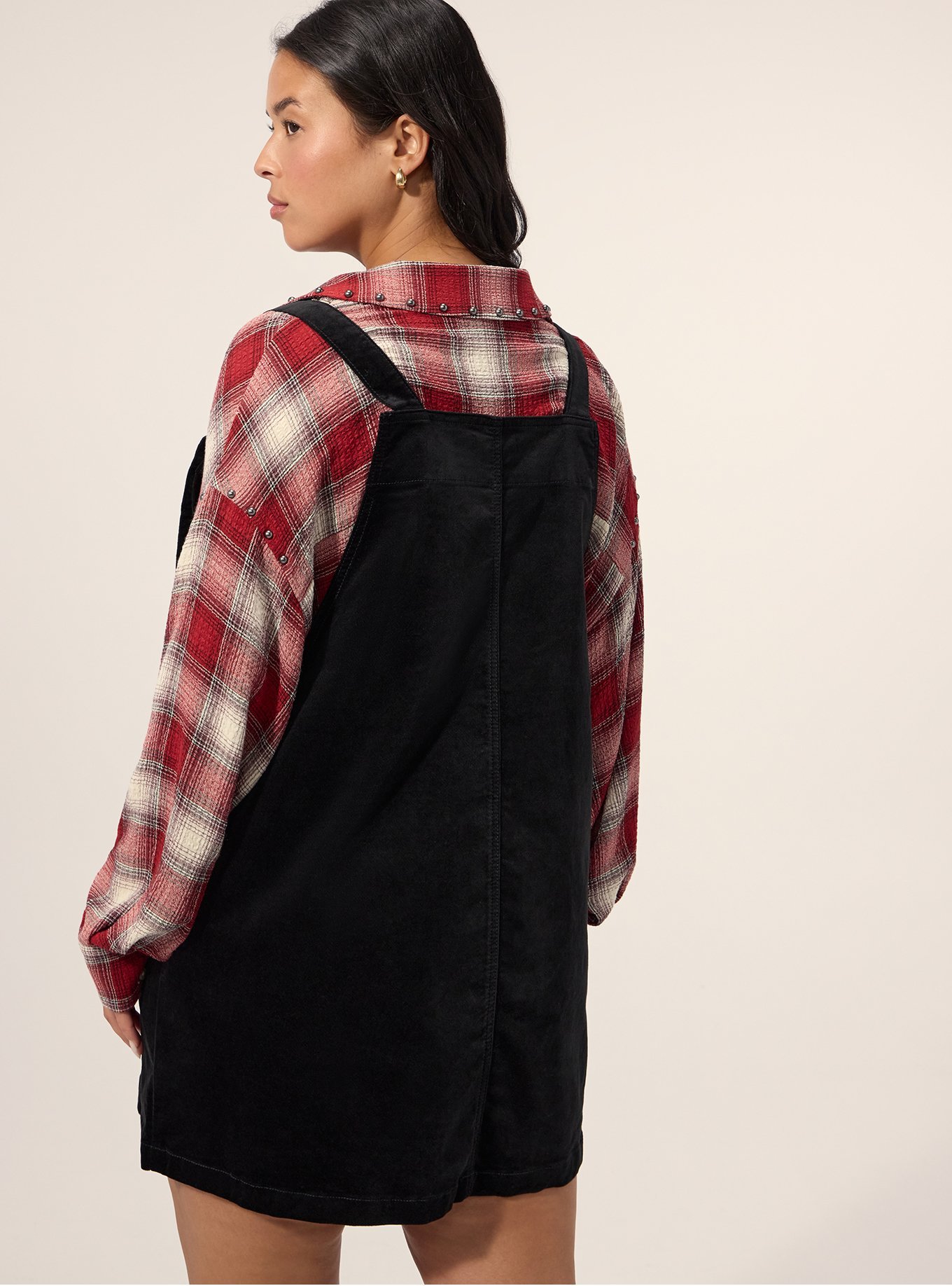 Festi Velveteen Pinafore Dress, DEEP BLACK, alternate