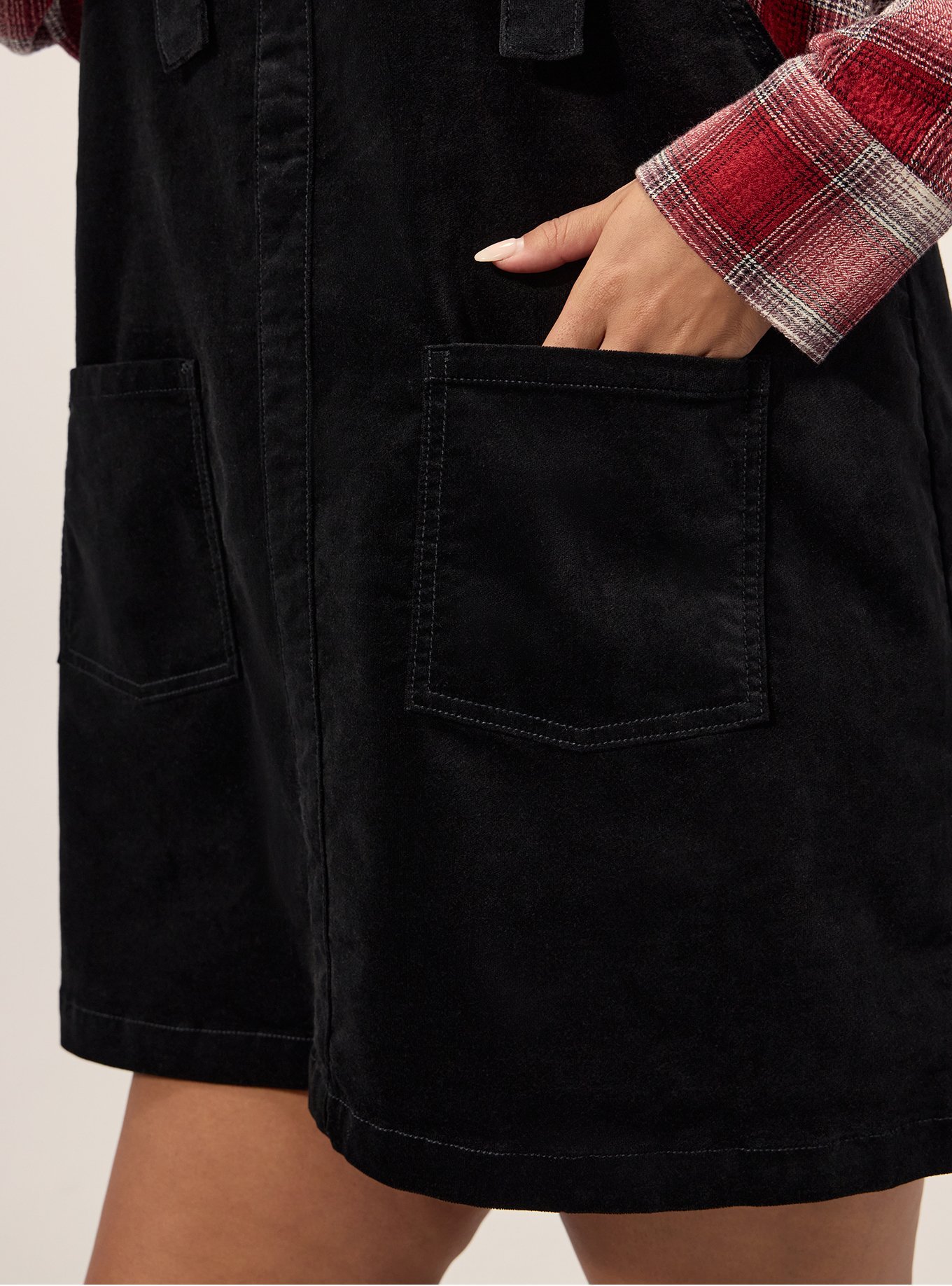Festi Velveteen Pinafore Dress, DEEP BLACK, alternate
