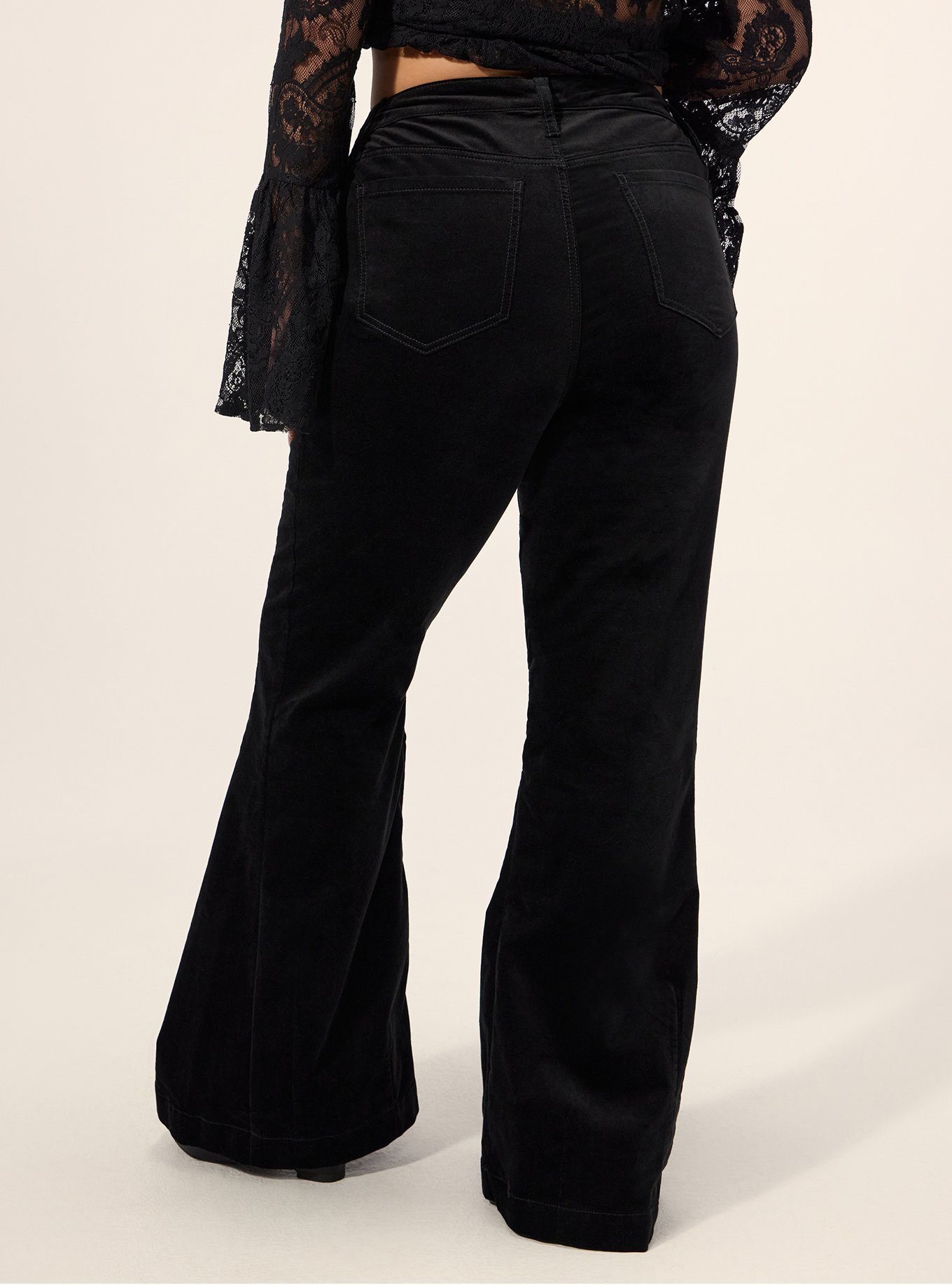 Festi Velveteen Sky High Super Flare Jean, DEEP BLACK, alternate