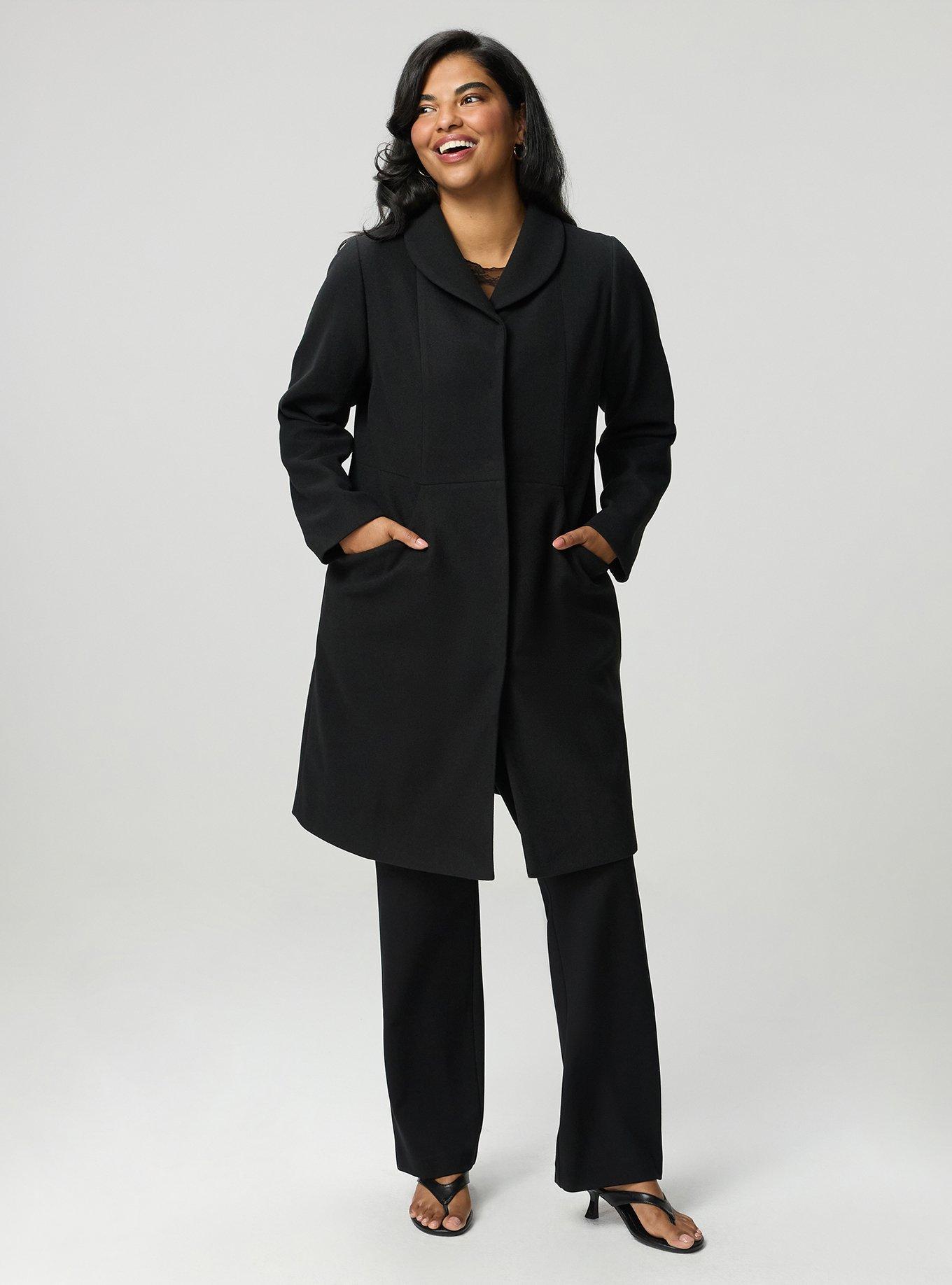 Funnel Neck Peacoat, DEEP BLACK, alternate