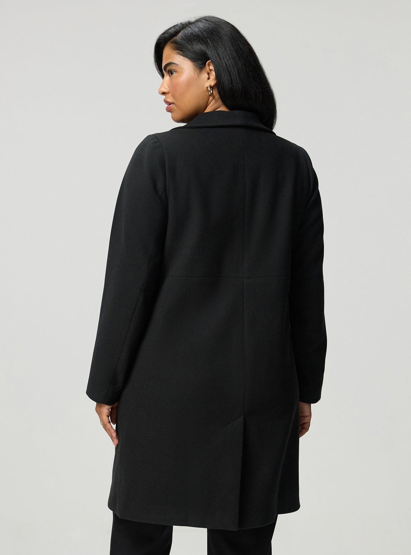 Funnel Neck Peacoat, DEEP BLACK, alternate