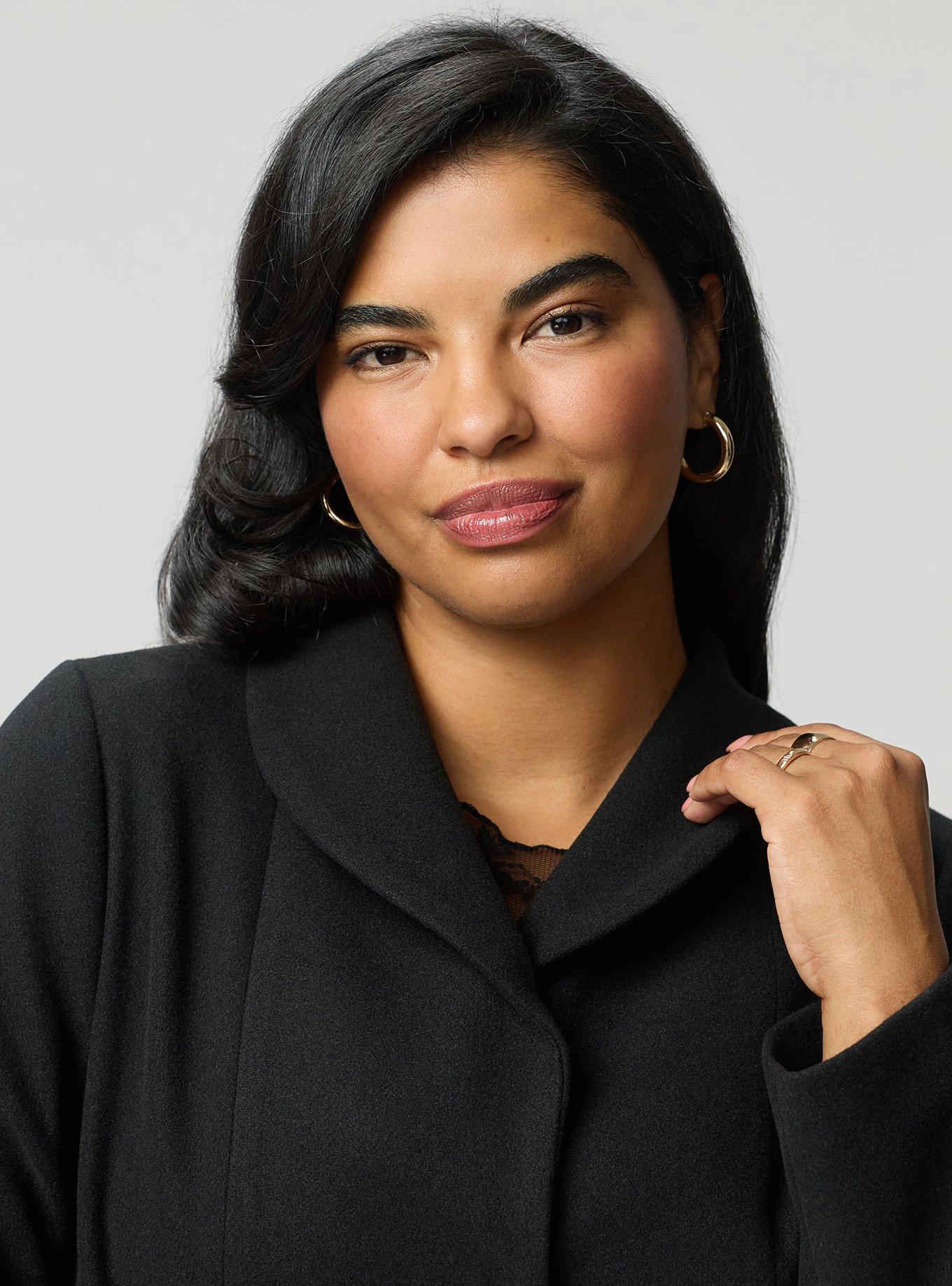 Funnel Neck Peacoat, DEEP BLACK, alternate