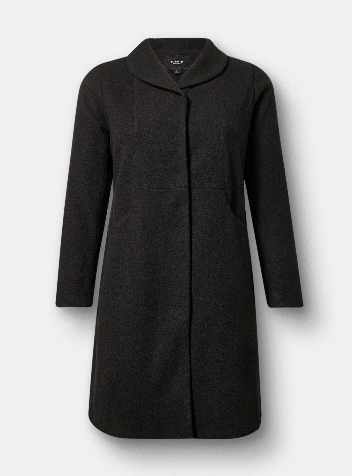Funnel Neck Peacoat, DEEP BLACK, flat