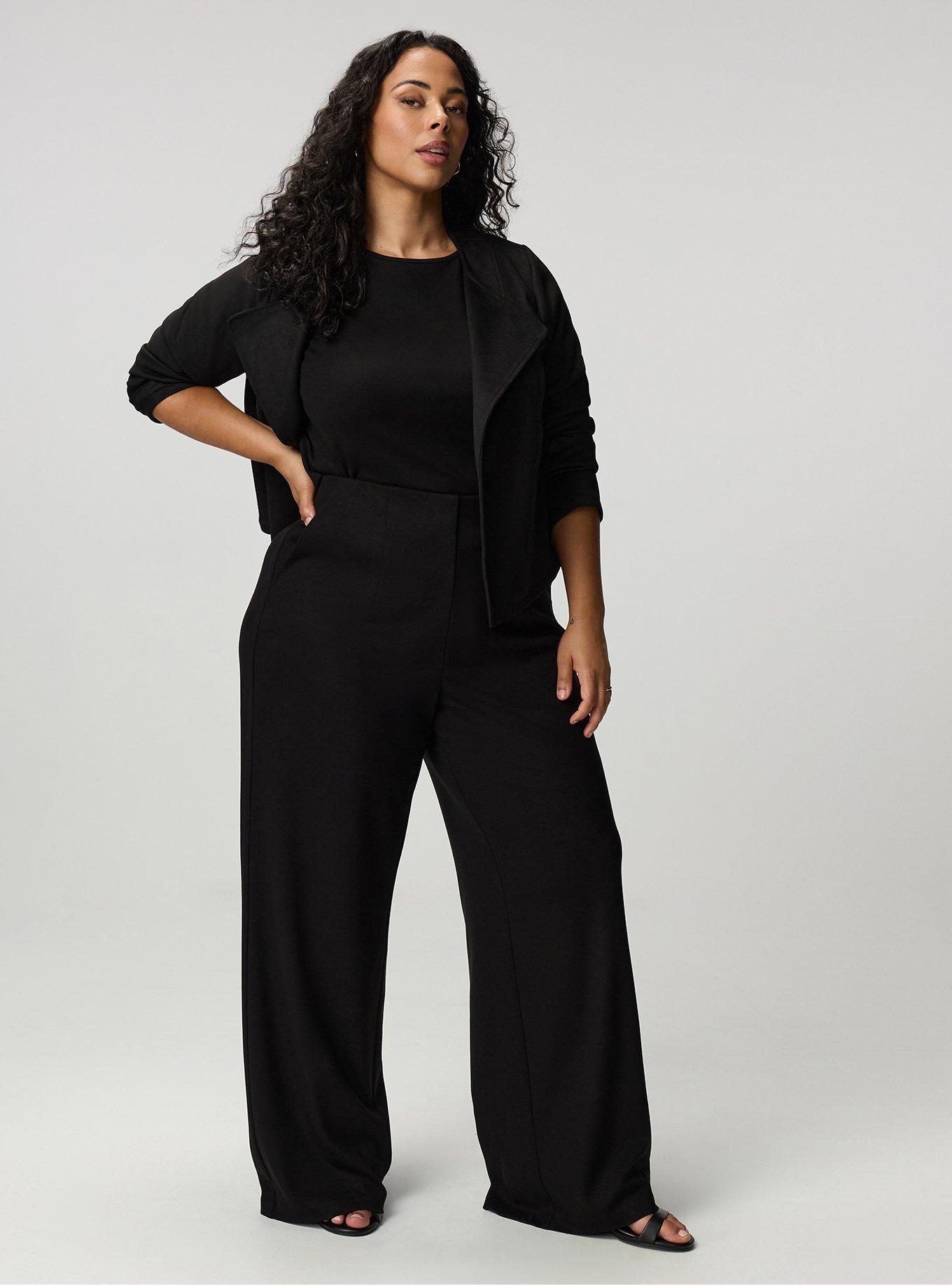 Super Soft Ponte Crew Shirttail Tee, DEEP BLACK, alternate