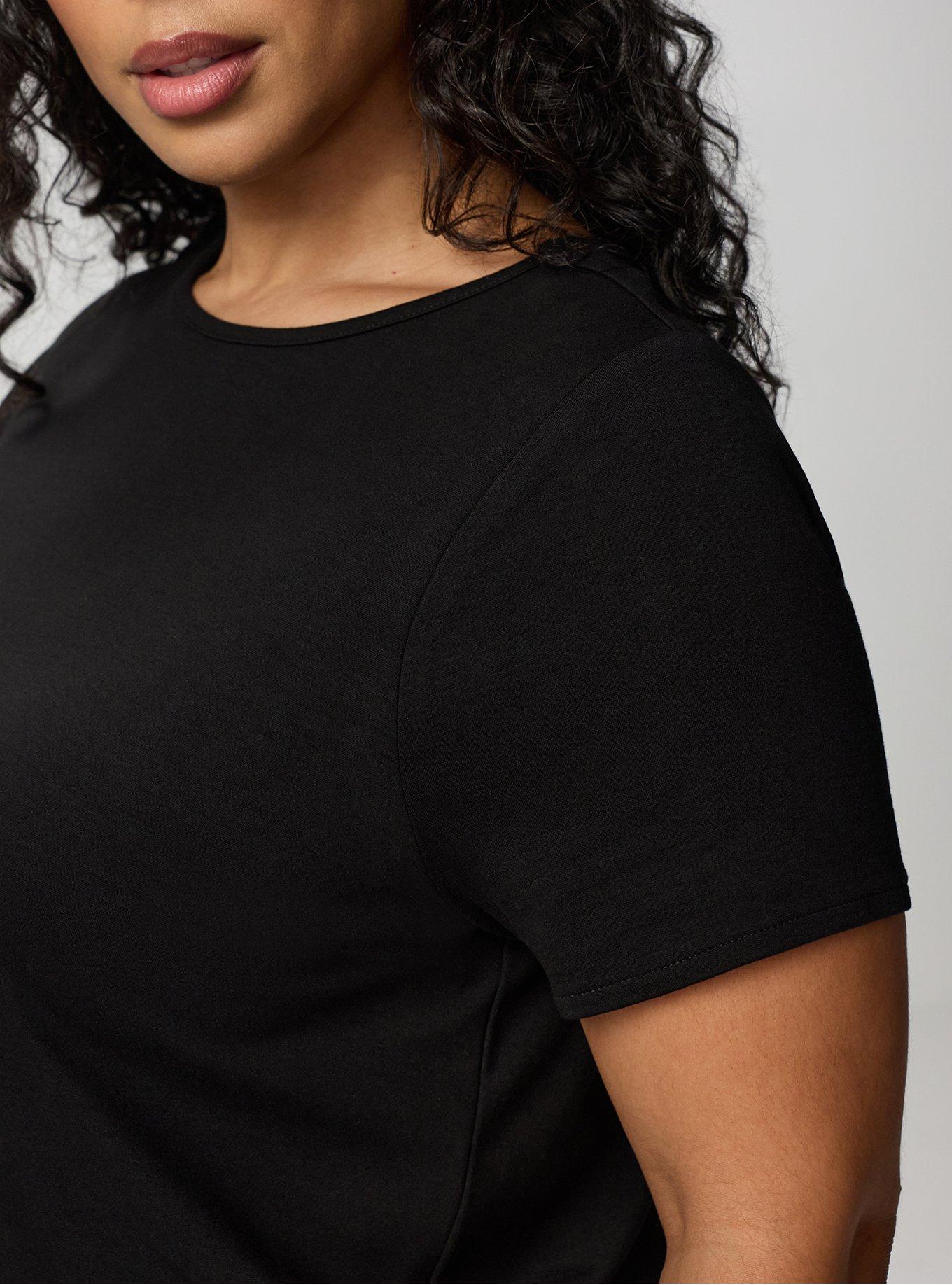 Super Soft Ponte Crew Shirttail Tee, DEEP BLACK, alternate
