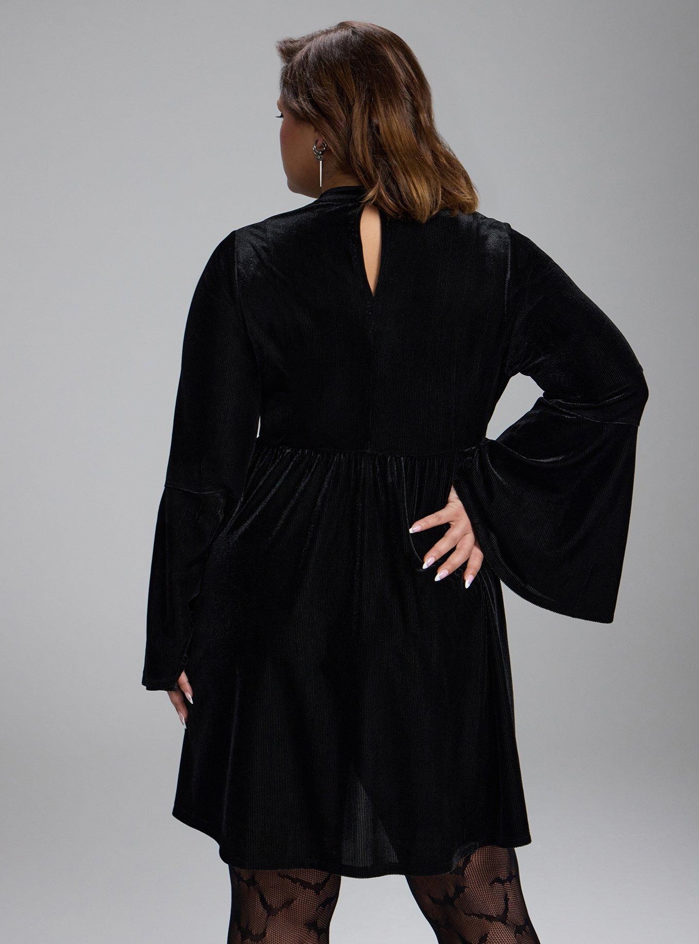 Nightfall Mock Neck Velour Mini Dress, DEEP BLACK, alternate