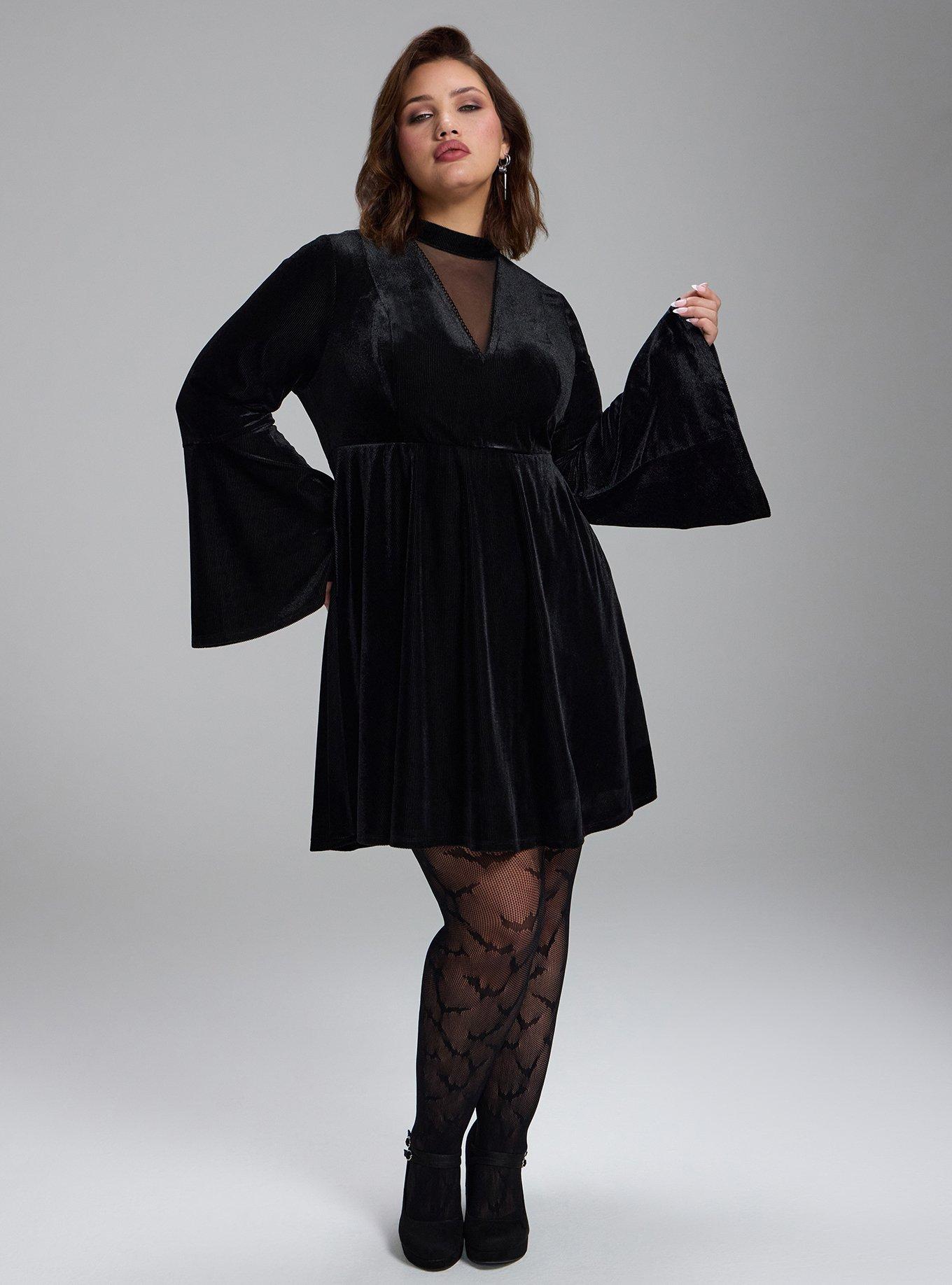 Plus Size - Nightfall Mock Neck Velour Mini Dress - Torrid
